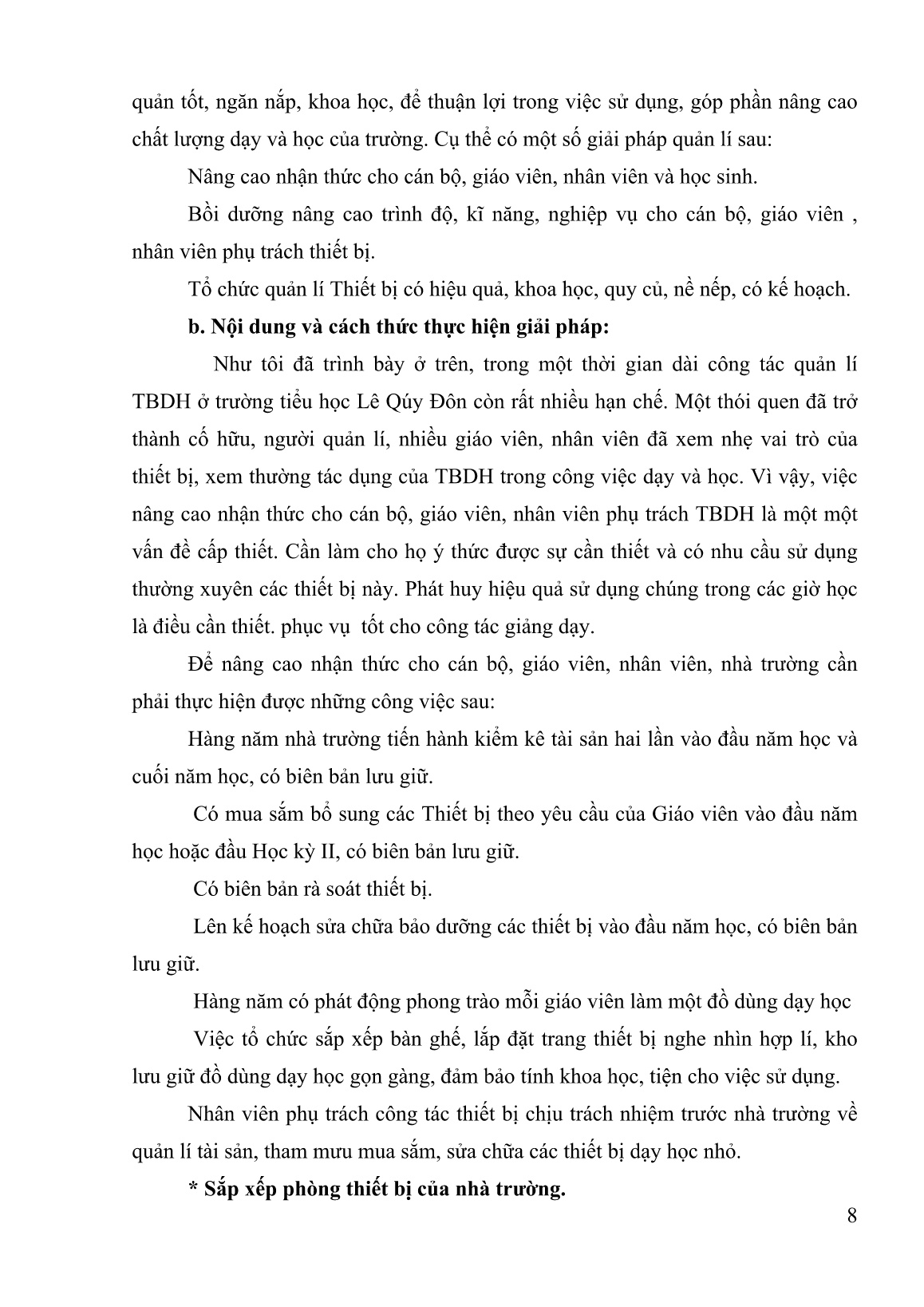 Sáng kiến kinh nghiệm Một số giải pháp quản lý thiết bị - Đồ dùng dạy học ở trường Tiểu học Lê Qúy Đôn trang 8