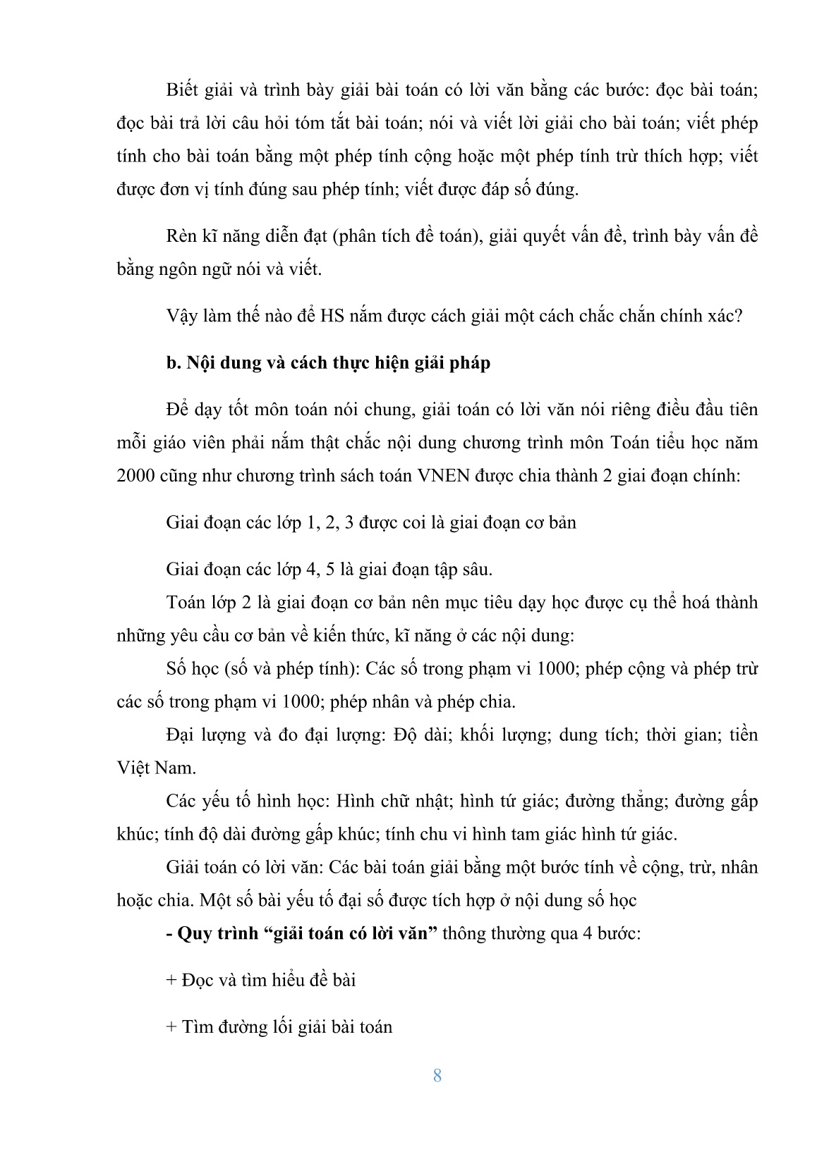 SKKN Một số biện pháp giúp học sinh vận dụng tốt cách giải các bài toán có lời văn trong môn Toán lớp 2A1 trường Tiểu học Lê Quý Đôn năm học 2019-2020 trang 8