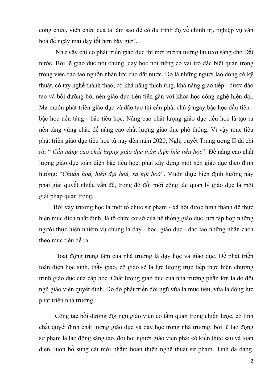 Sáng kiến kinh nghiệm Một vài kinh nghiệm nâng cao năng lực quản lý chuyên môn ở trường tiểu học Lê Quý Đôn trang 2