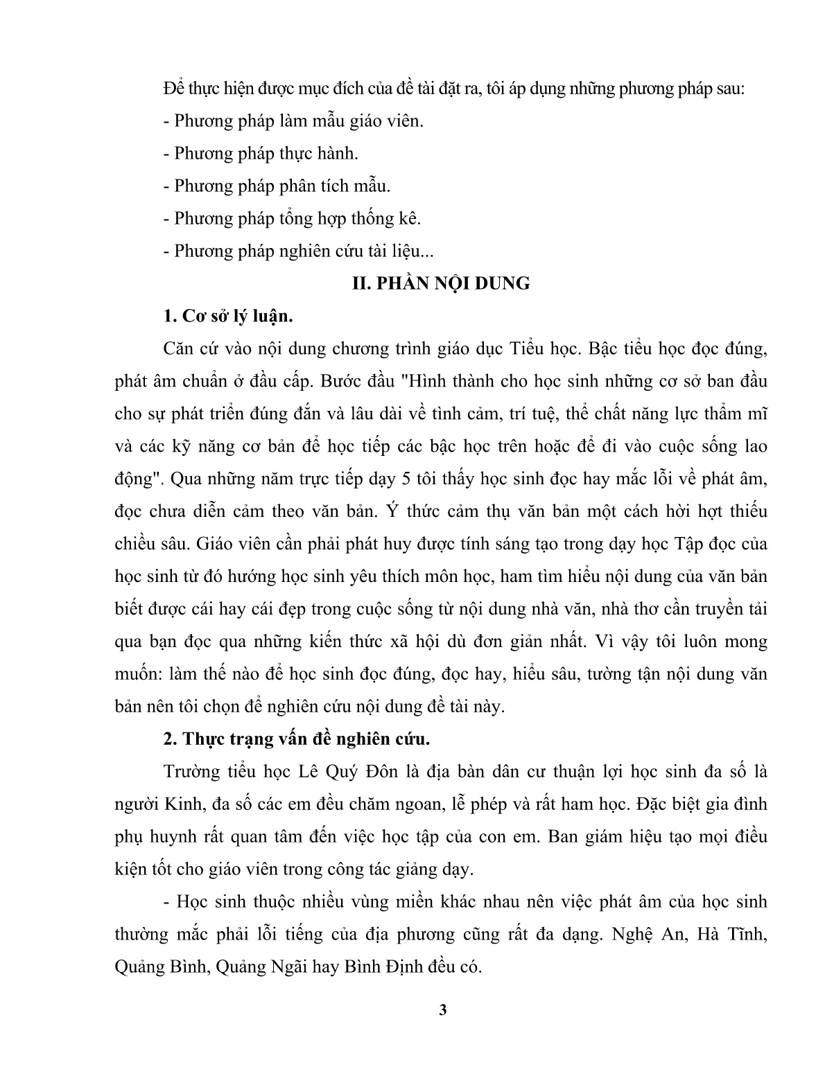 Sáng kiến kinh nghiệm Nâng cao hiệu quả dạy đọc diễn cảm cho học sinh lớp 5A2 Trường TH Lê Qúy Đôn trang 3