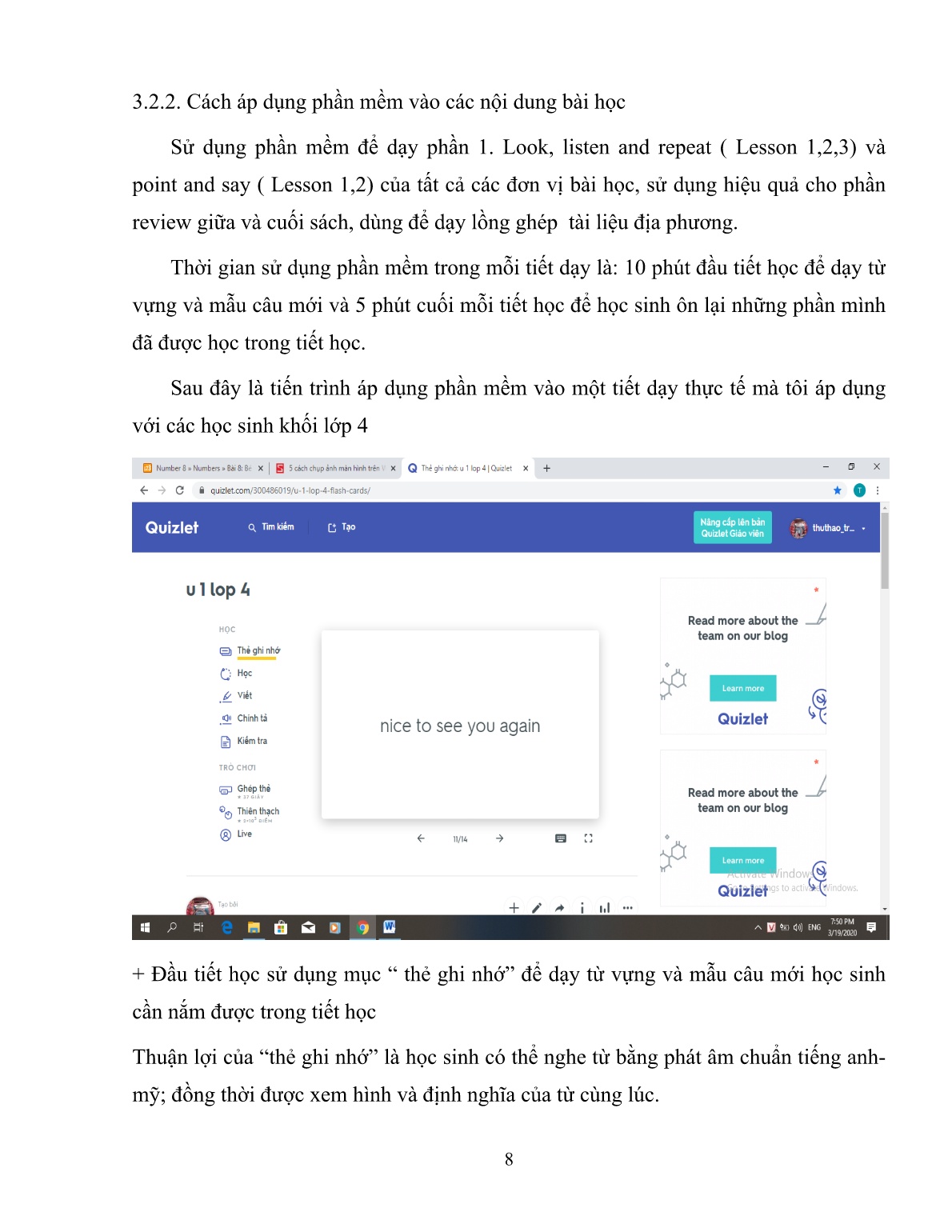 SKKN Ứng dụng quizlet vào việc dạy từ vựng cho đối tượng học sinh lớp 4 tại trường Tiểu học Lê Quý Đôn trang 8