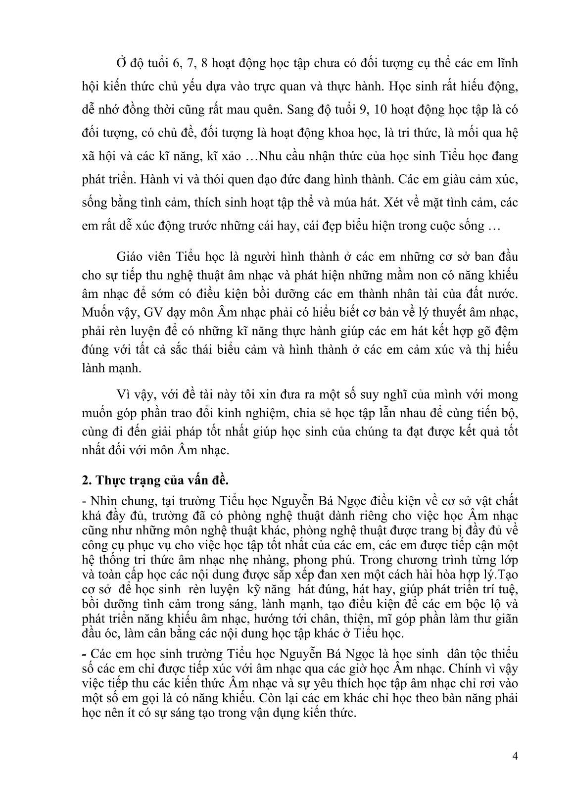 Sáng kiến kinh nghiệm Biện pháp giúp học sinh trường tiểu học Nguyễn Bá Ngọc nâng cao kỹ năng học tốt môn Âm nhạc trang 4