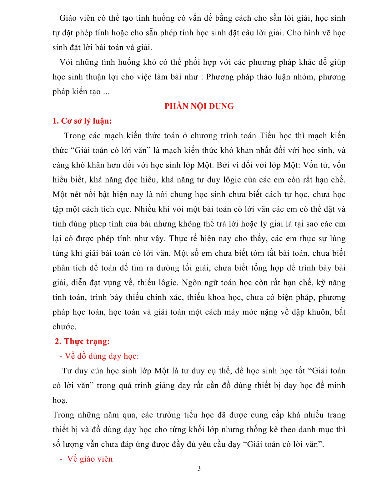 SKKN Nâng cao chất lượng giảng dạy mạch kiến thức“Giải toán có lời văn”ở lớp 1A trường tiểu học Nguyễn Bá Ngọc năm học 2017-2018 trang 3