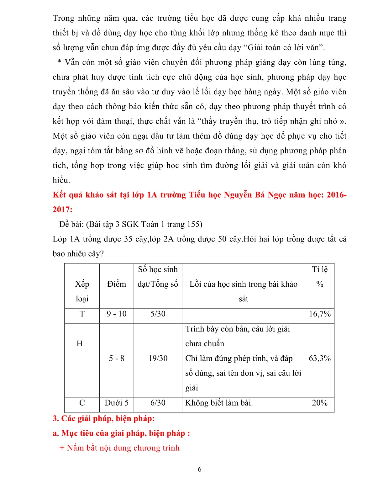 SKKN Nâng cao chất lượng giảng dạy mạch kiến thức“Giải toán có lời văn”ở lớp 1A trường tiểu học Nguyễn Bá Ngọc năm học 2017-2018 trang 6