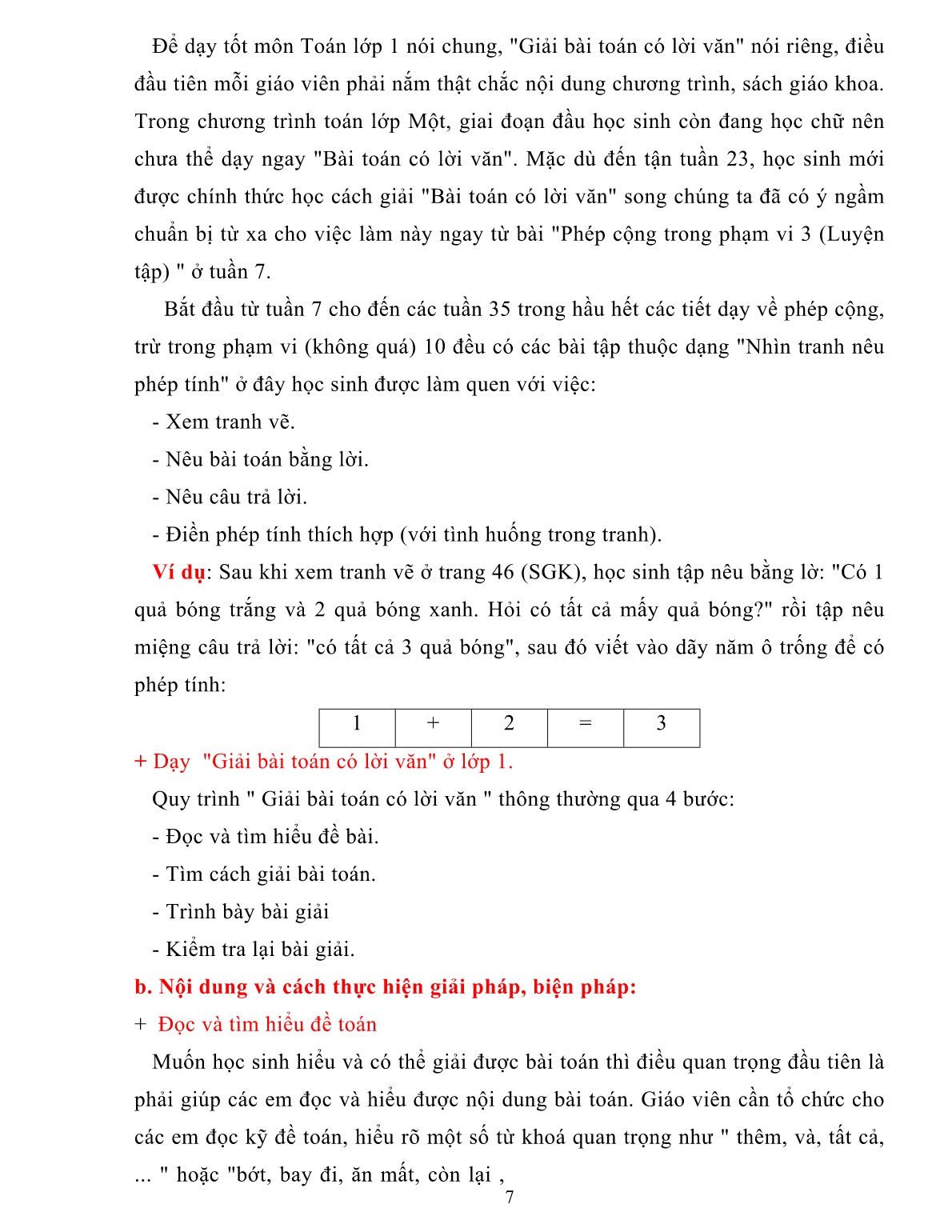 SKKN Nâng cao chất lượng giảng dạy mạch kiến thức“Giải toán có lời văn”ở lớp 1A trường tiểu học Nguyễn Bá Ngọc năm học 2017-2018 trang 7