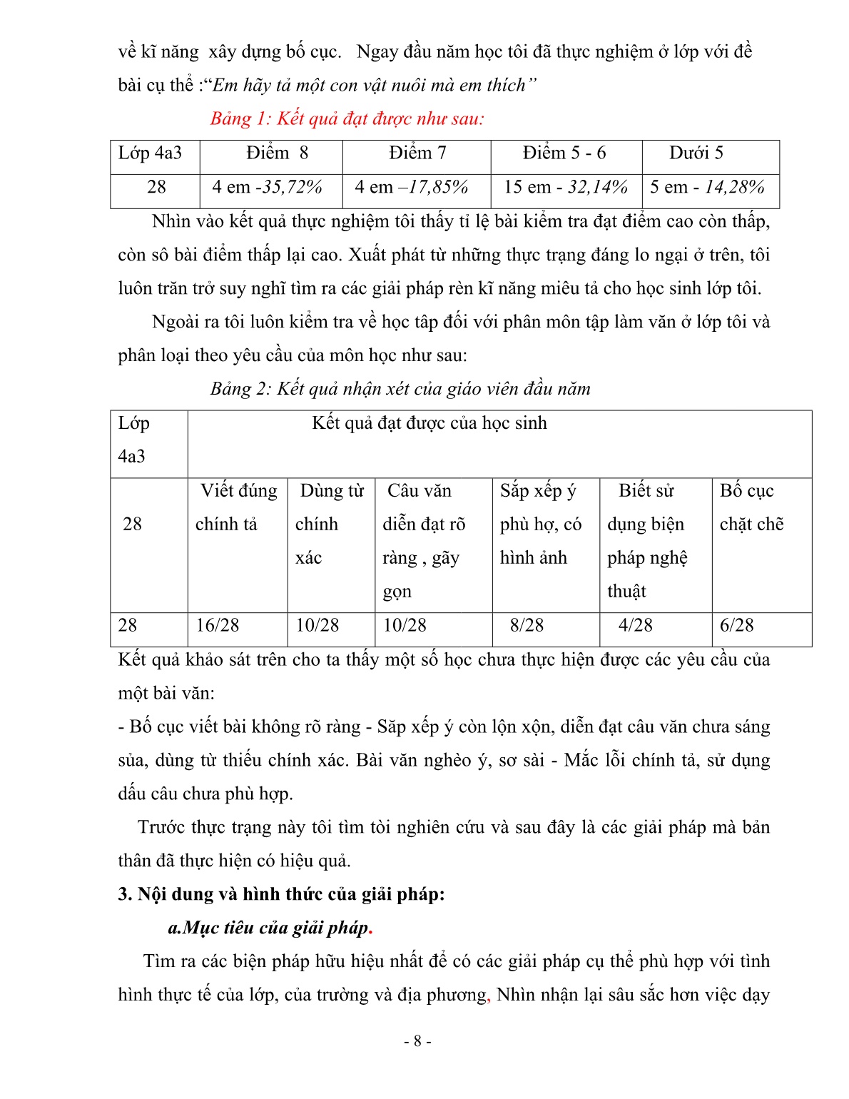 SKKN Một số biện pháp rèn kĩ năng viết văn miêu tả loài vật cho học sinh Lớp 4 ở trường Tiểu học Nguyễn Bỉnh Khiêm trang 8