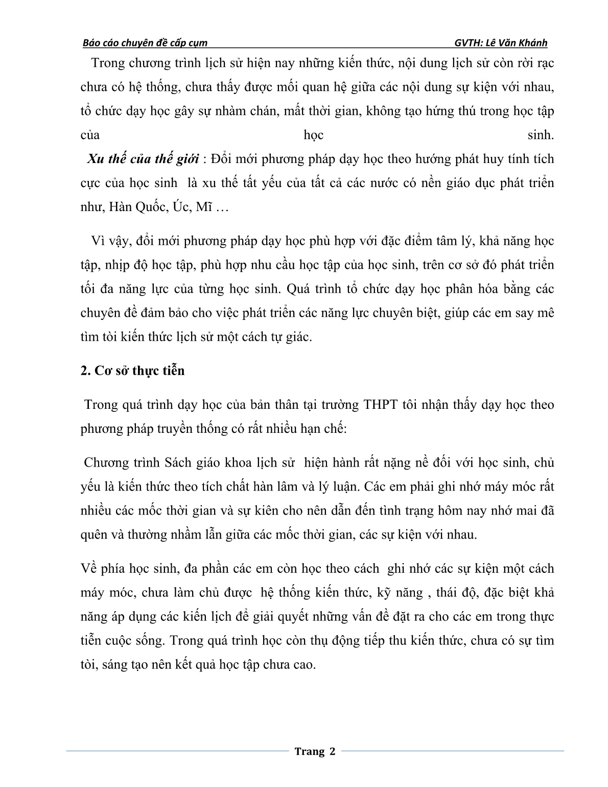 SKKN Sử dụng phương pháp dạy học tích cực để tìm hiểu những cuộc phát kiến địa lí cuối thế kỉ XV đầu thế kỉ XVI trang 2