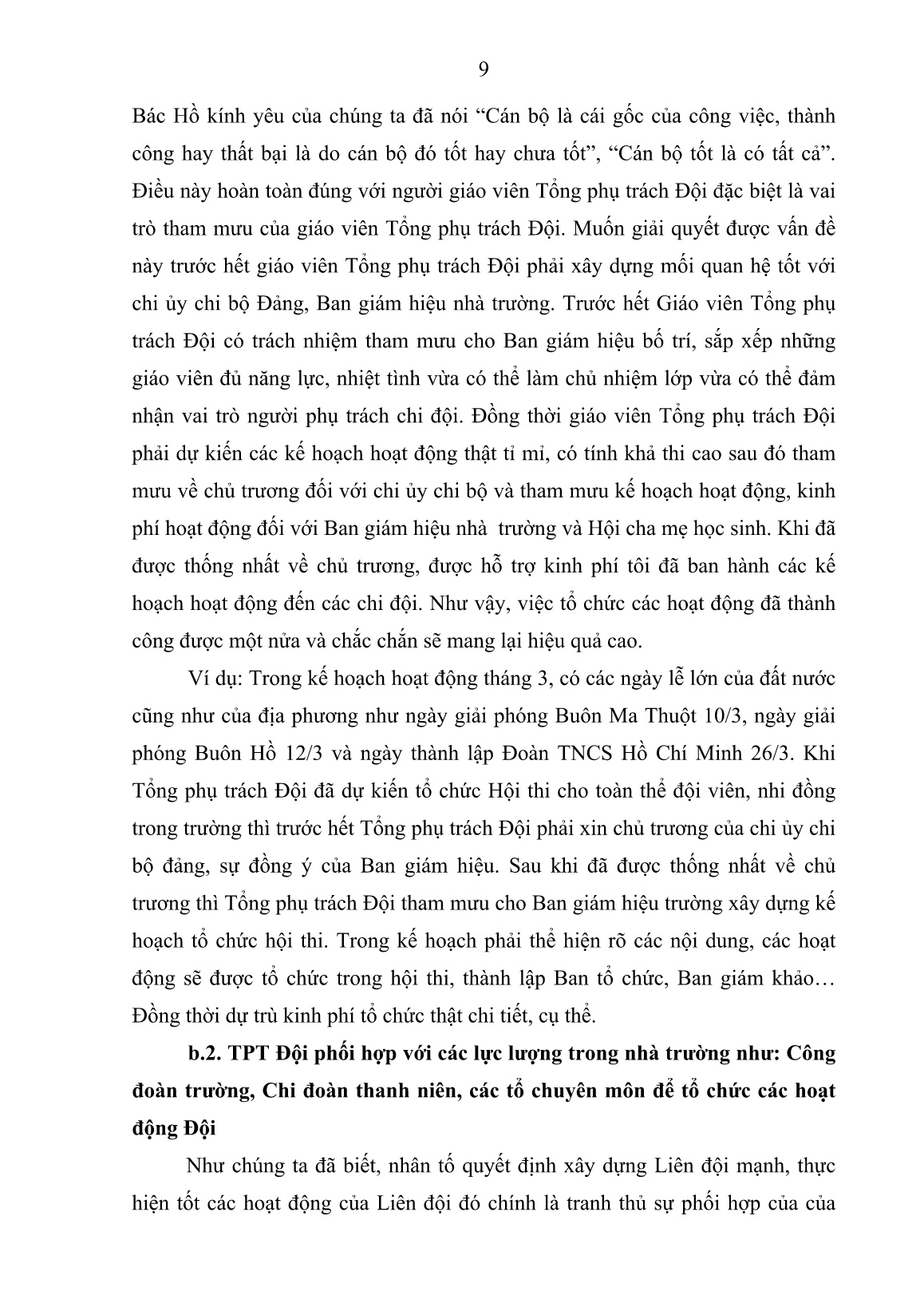 Sáng kiến kinh nghiệm Một số biện pháp nâng cao chất lượng hoạt động Đội ở trường Tiểu học Võ Thị Sáu trang 9