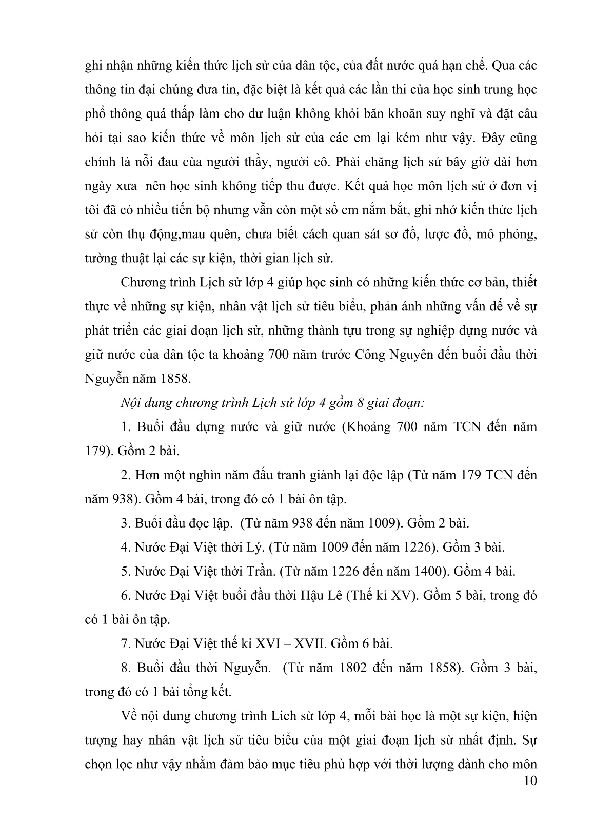 SKKN Một số biện pháp nhằm nâng cao chất lượng dạy học môn Lịch sử Lớp 4 ở trường Tiểu học Võ Thị Sáu trang 10