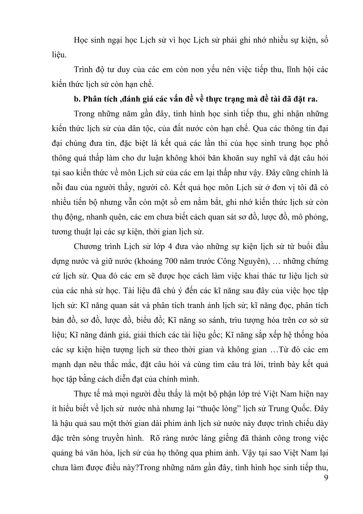 SKKN Một số biện pháp nhằm nâng cao chất lượng dạy học môn Lịch sử Lớp 4 ở trường Tiểu học Võ Thị Sáu trang 9