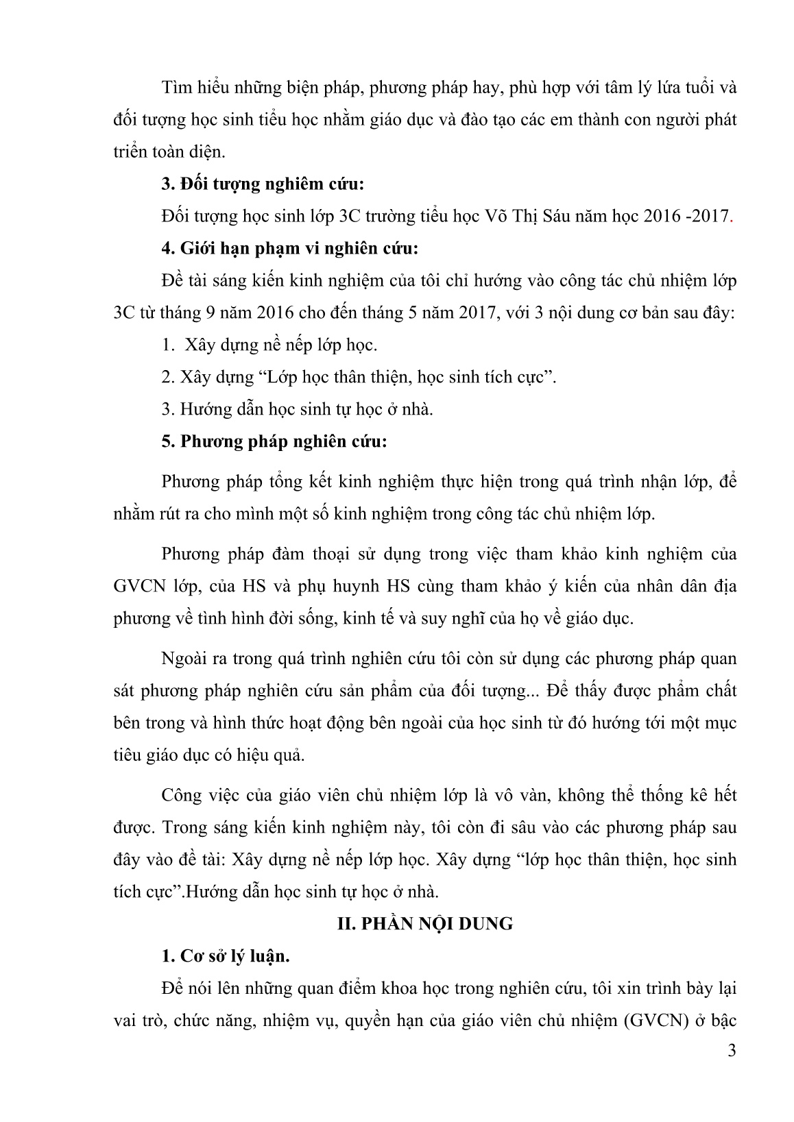 Sáng kiến kinh nghiệm Một số kinh nghiệm trong công tác chủ nhiệm Lớp 3C ở trường tiểu học Võ Thị Sáu trang 3