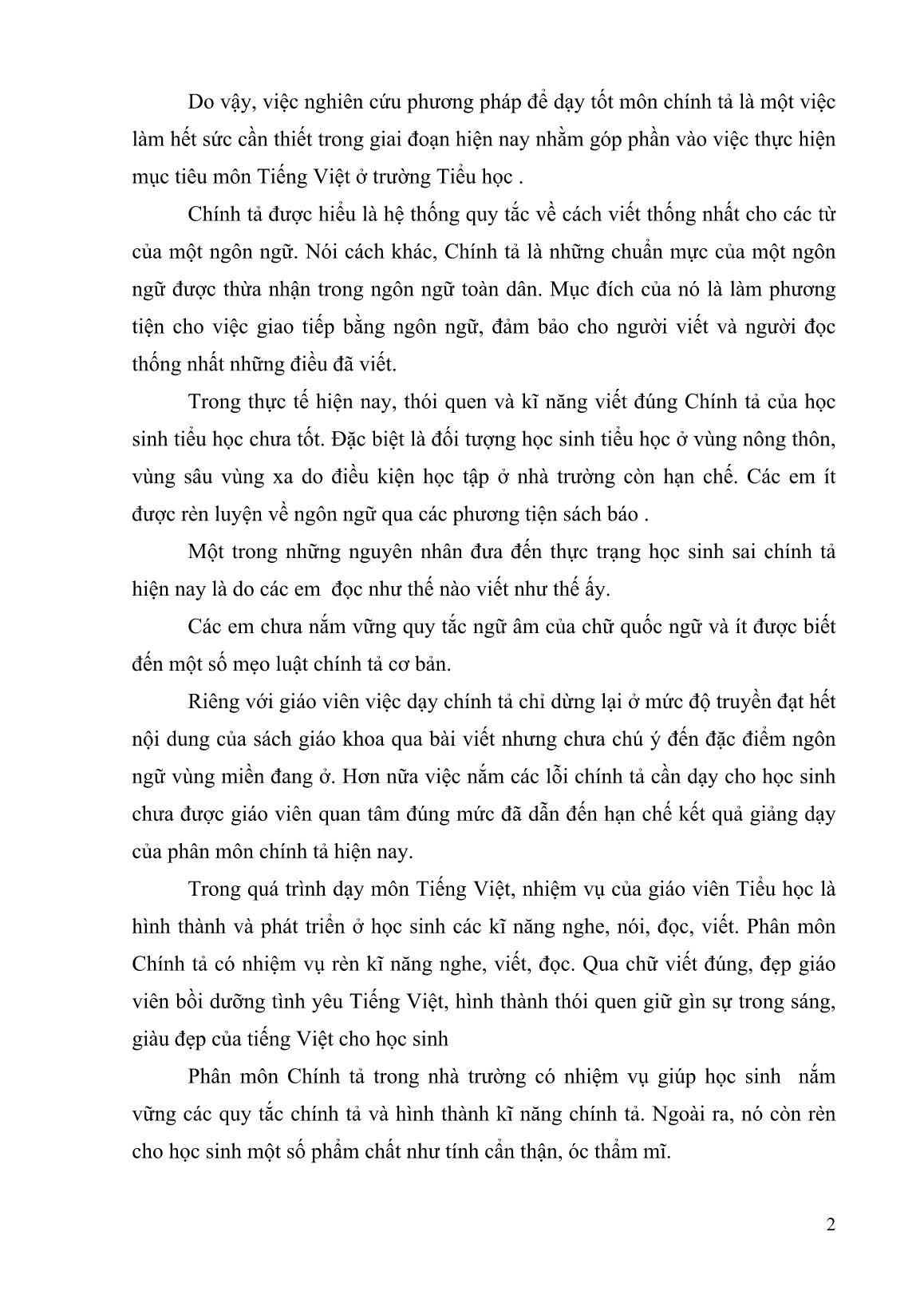 Sáng kiến kinh nghiệm Một số kinh nghiệm trong việc giảng dạy môn Chính tả lớp 2B trường TH Võ Thị Sáu trang 2