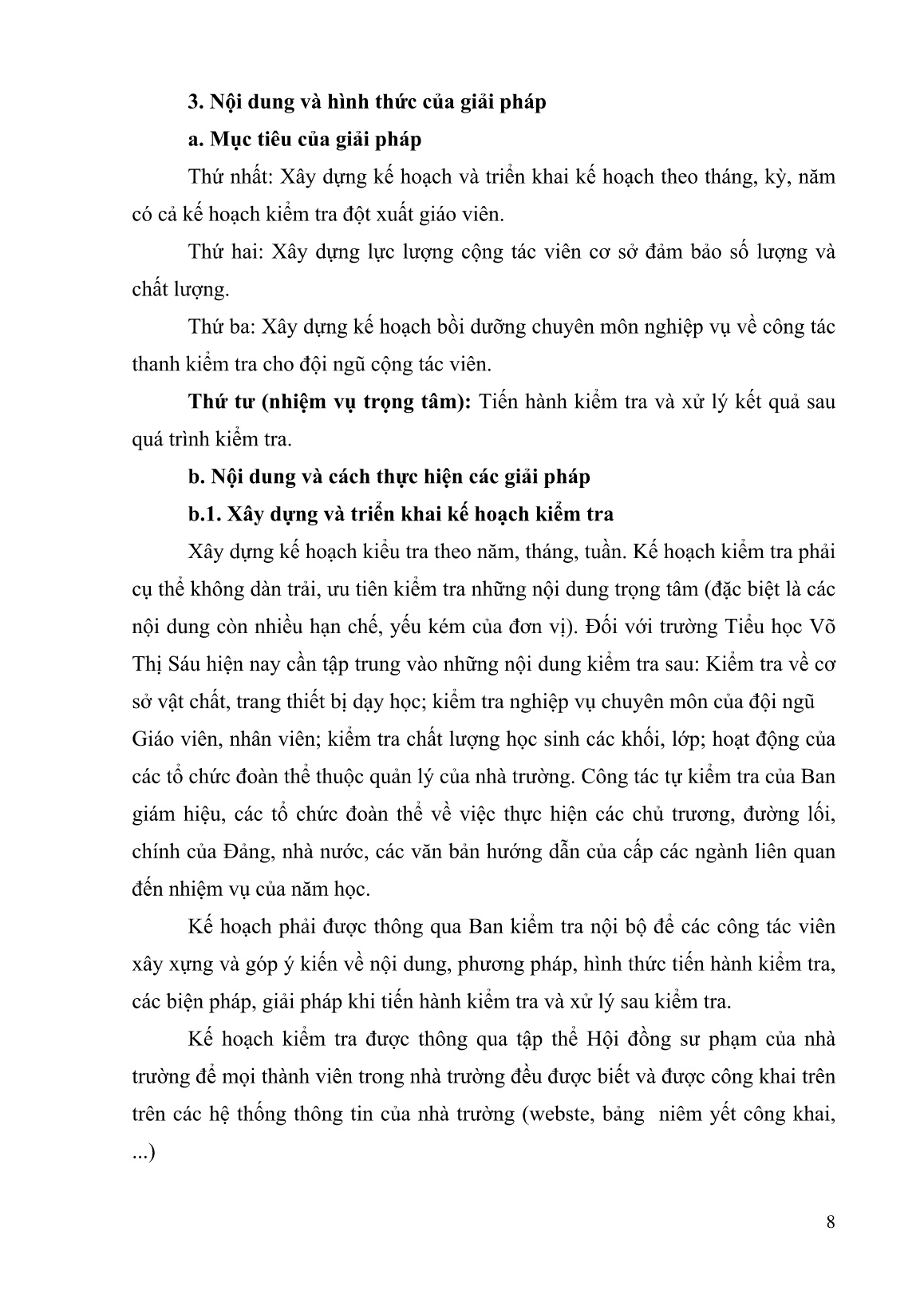 Sáng kiến kinh nghiệm Một số kinh nghiệm trong công tác kiểm tra nội bộ trường tiểu học Võ Thị Sáu trang 8