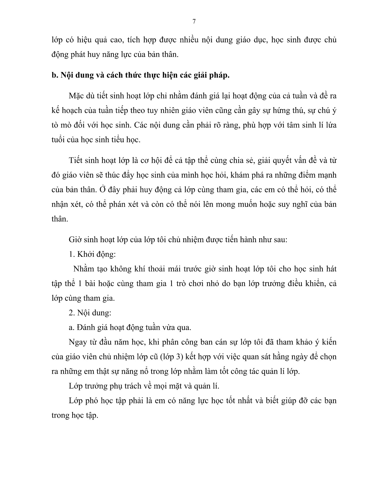 Sáng kiến kinh nghiệm Xây dựng tiết sinh hoạt lớp tích cực - thoải mái - hứng thú - hiệu quả trang 7