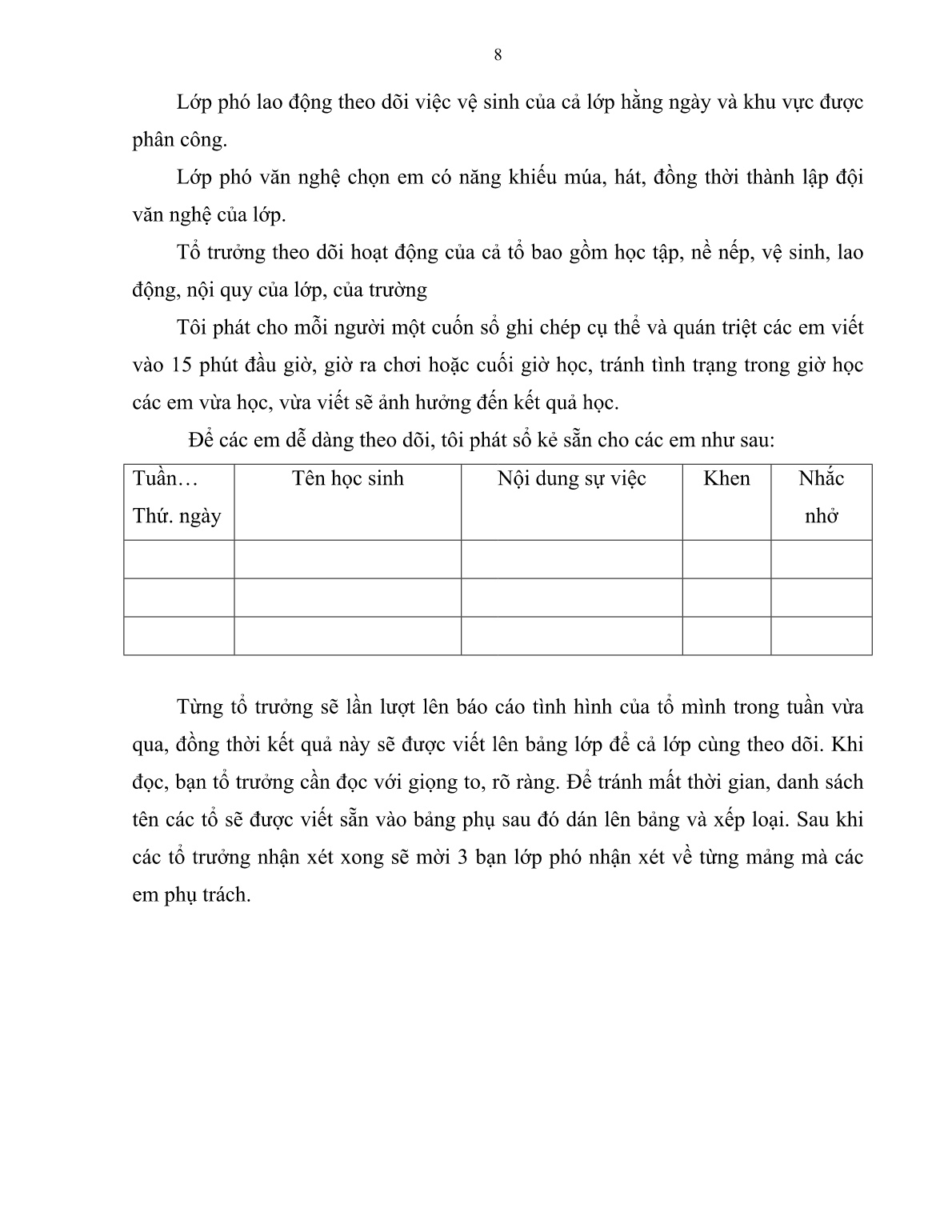 Sáng kiến kinh nghiệm Xây dựng tiết sinh hoạt lớp tích cực - thoải mái - hứng thú - hiệu quả trang 8