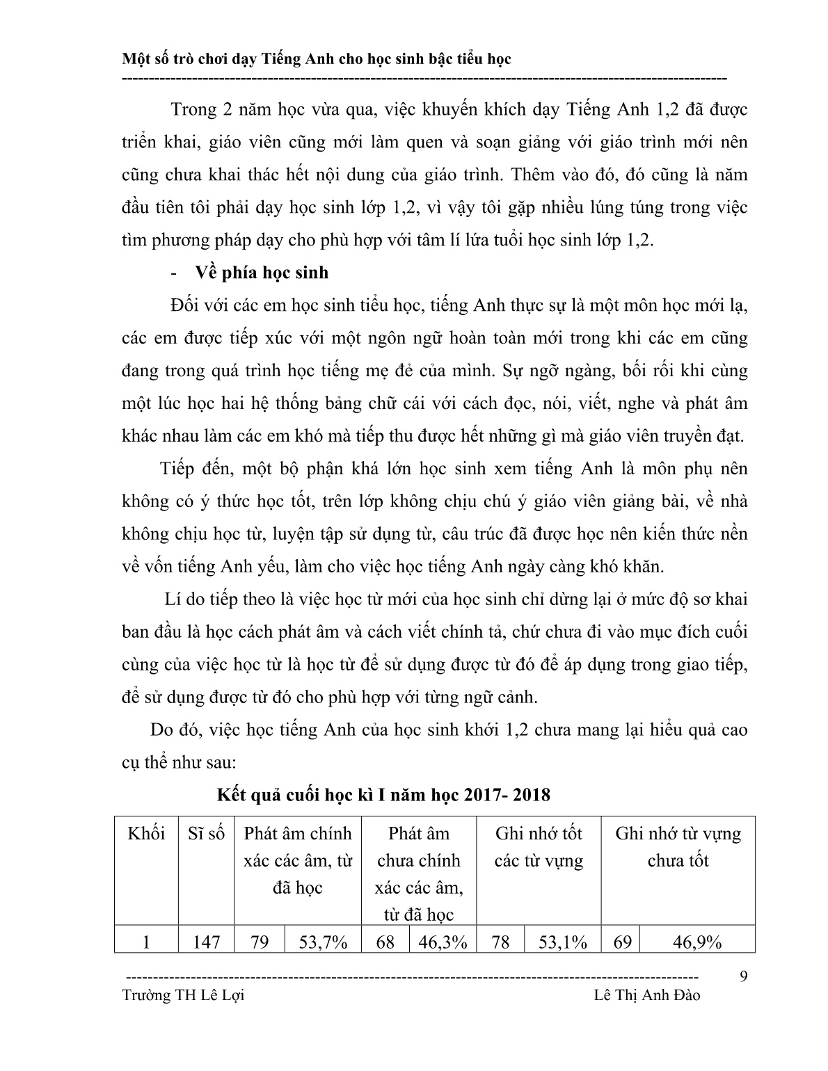 Sáng kiến kinh nghiệm Một số trò chơi dạy Tiếng Anh cho học sinh bậc tiểu học trang 10