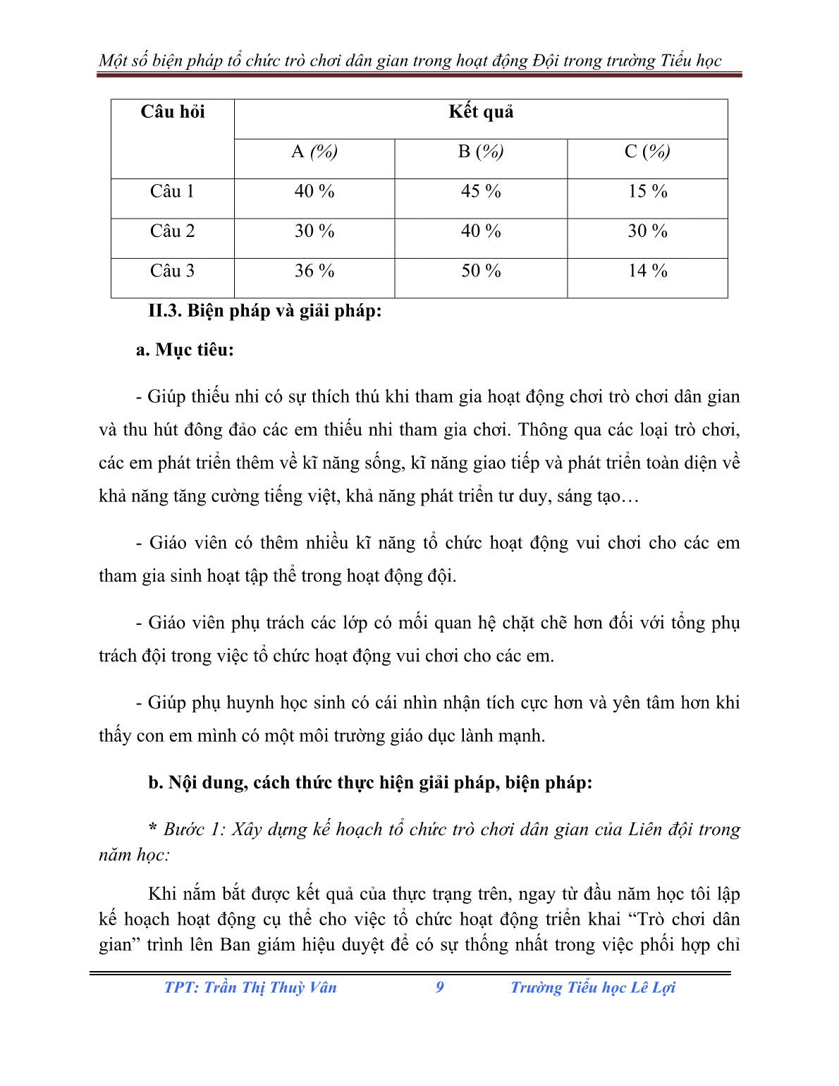 Sáng kiến kinh nghiệm Một số biện pháp tổ chức trò chơi dân gian trong hoạt động Đội trong trường Tiểu học trang 9