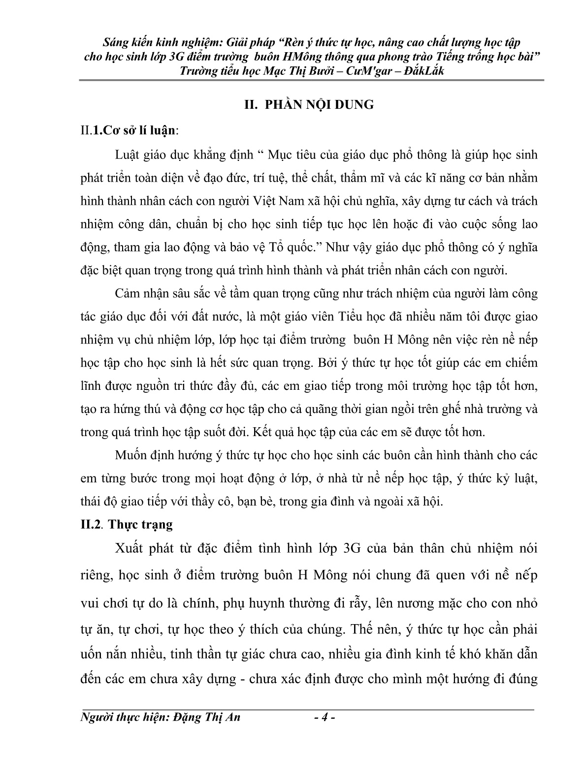 SKKN Giải pháp rèn ý thức tự học, nâng cao chất lượng học tập cho học sinh Lớp 3G điểm trường buôn H Mông thông qua phong trào Tiếng trống học bài trang 4