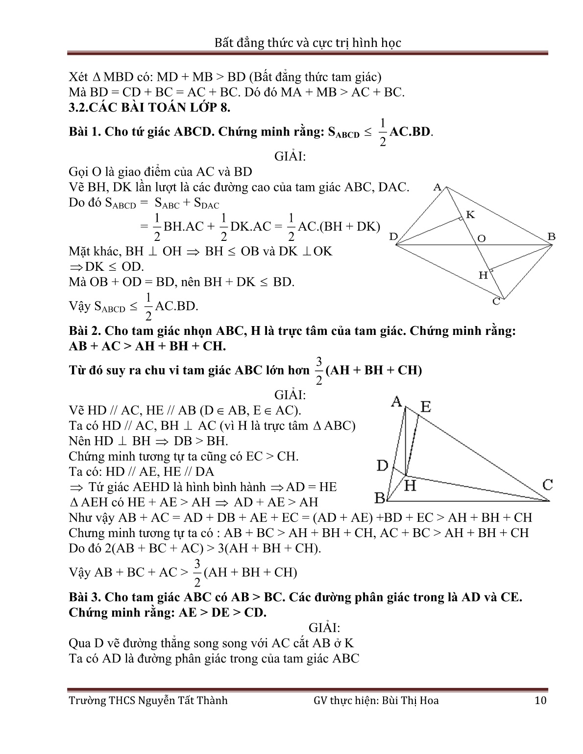 Sáng kiến kinh nghiệm Bất đẳng thức và cực trị hình học trang 10