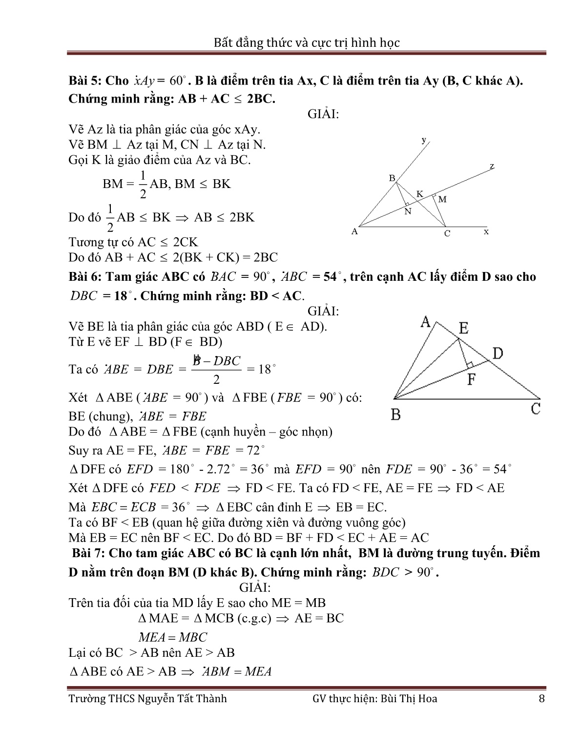 Sáng kiến kinh nghiệm Bất đẳng thức và cực trị hình học trang 8
