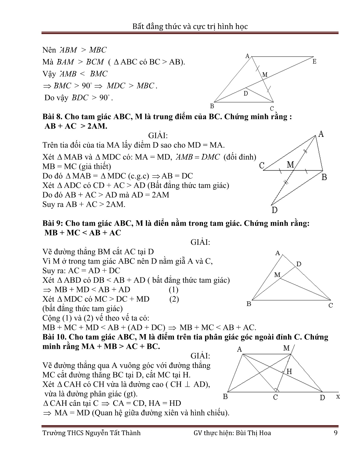 Sáng kiến kinh nghiệm Bất đẳng thức và cực trị hình học trang 9