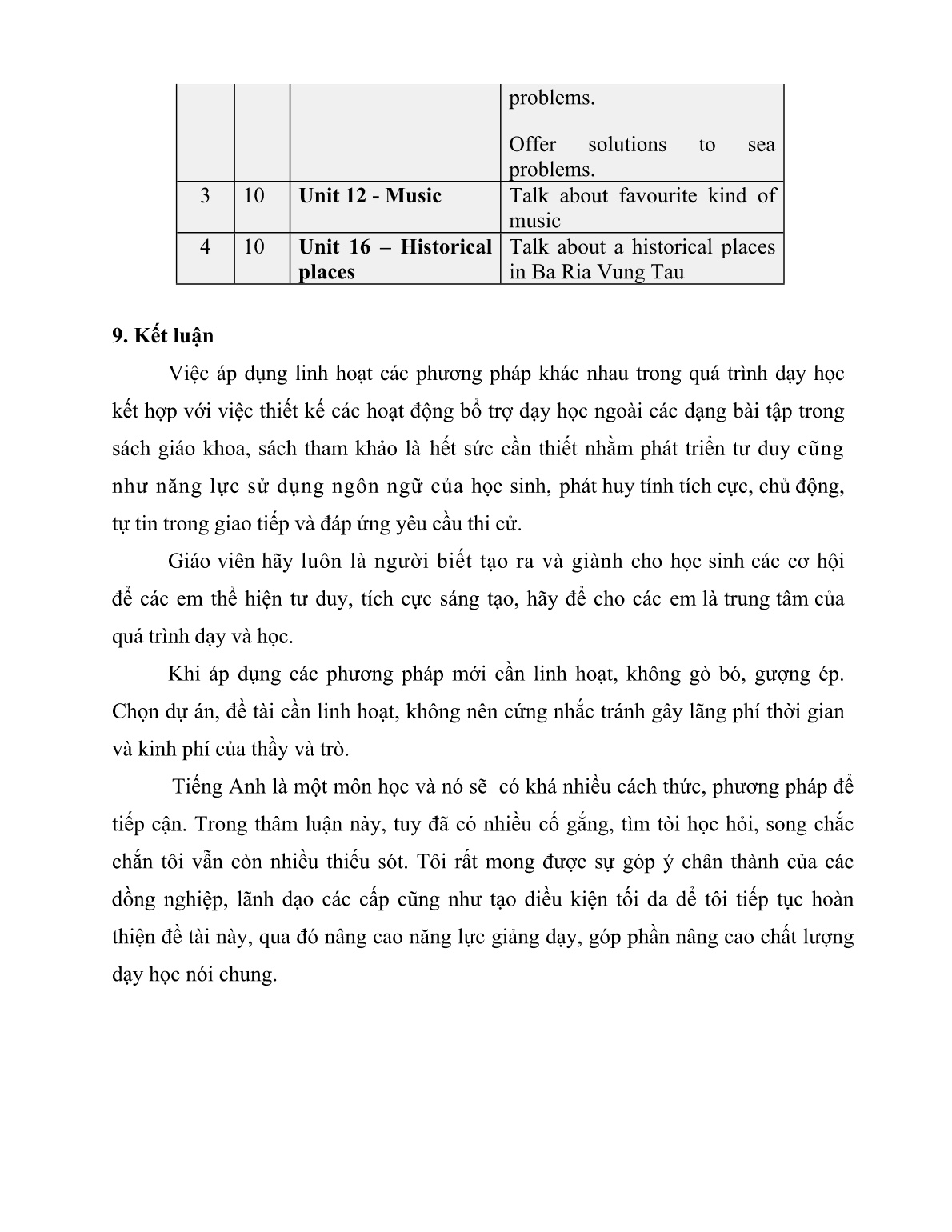 Tham luận Phương pháp dạy học theo dự án với kỹ năng Speaking Khối 10 ở trường THPT Hòa Bình trang 9