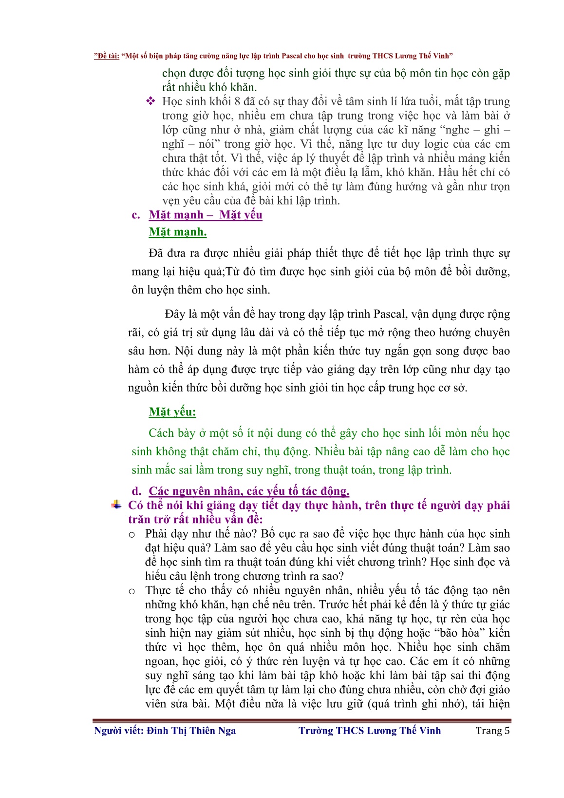 Sáng kiến kinh nghiệm Một số biện pháp tăng cường năng lực lập trình Pascal cho học sinh trường THCS Lương Thế Vinh trang 5