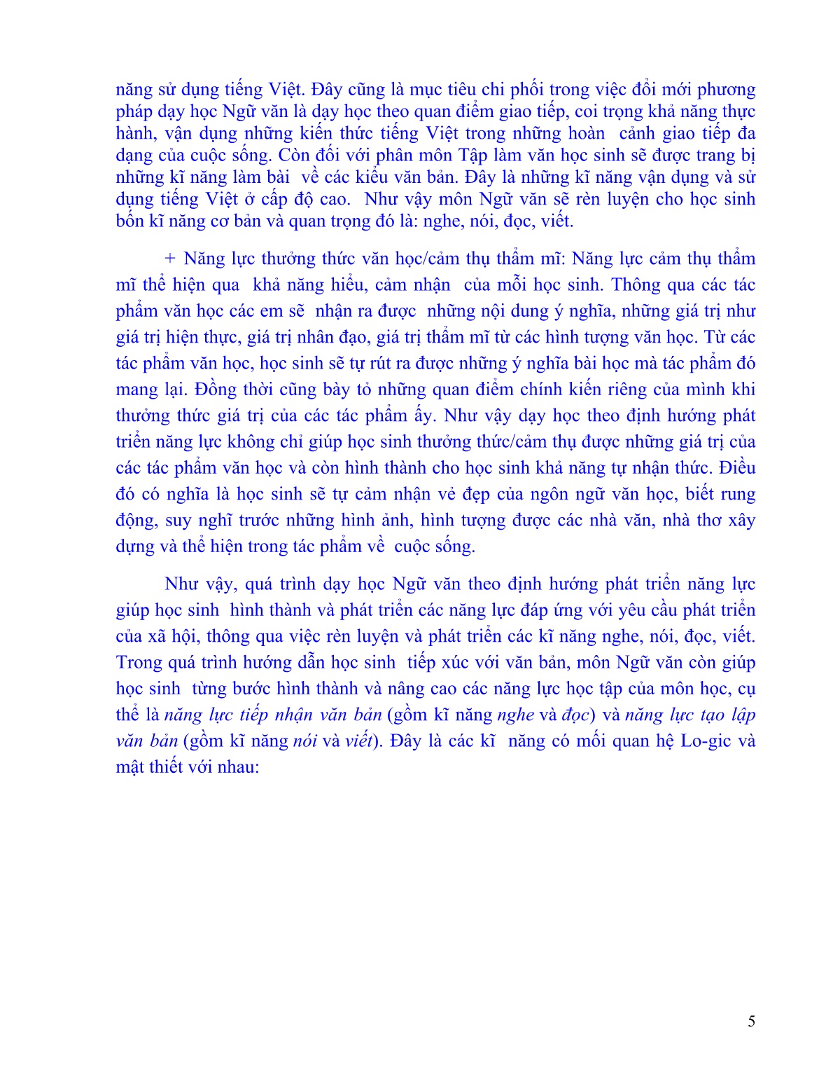 SKKN Một số kinh nghiệm tổ chức các hoạt động dạy học theo định hướng phát triển năng lực khi dạy Văn bản ở môn Ngữ văn bậc Trung học cơ sở trang 5