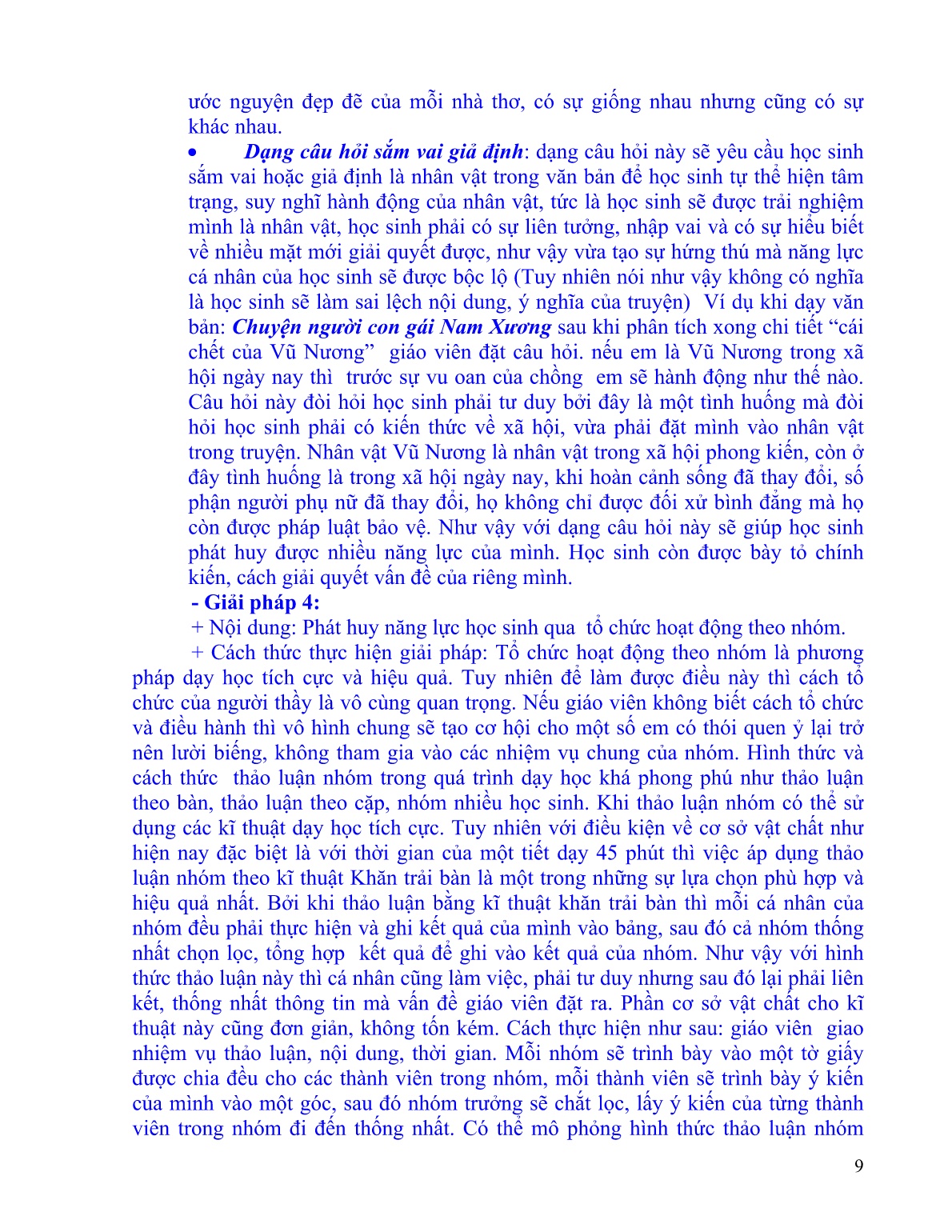 SKKN Một số kinh nghiệm tổ chức các hoạt động dạy học theo định hướng phát triển năng lực khi dạy Văn bản ở môn Ngữ văn bậc Trung học cơ sở trang 9