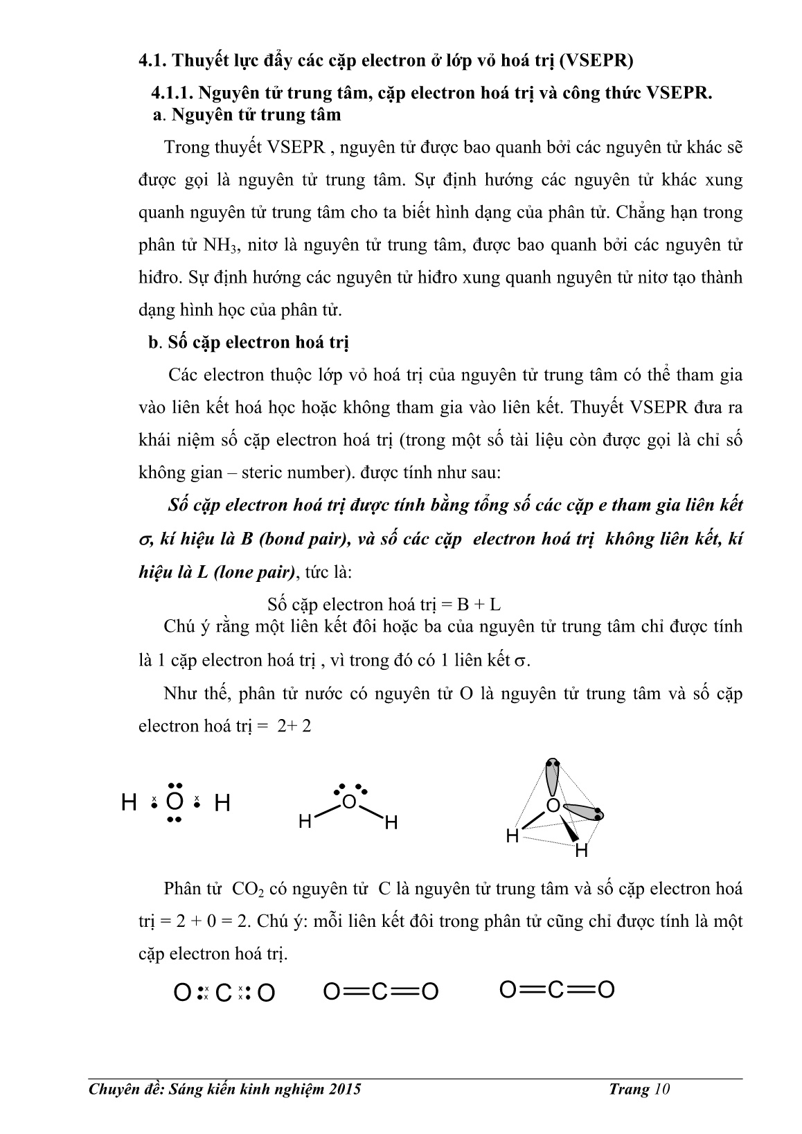 Sáng kiến kinh nghiệm Công tác bồi dưỡng học sinh giỏi cấp tỉnh với Chuyên đề Cấu trúc phân tử - Liên kết hoá học trang 10