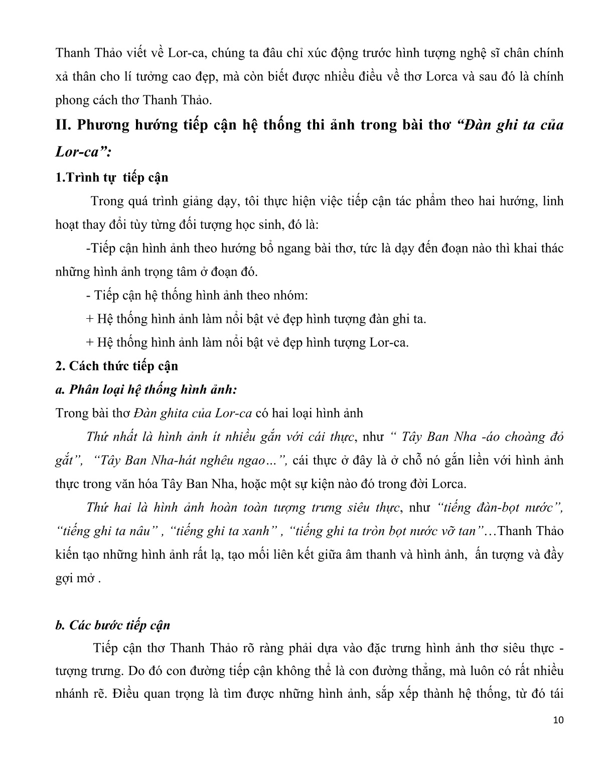 Sáng kiến kinh nghiệm Phân tích hệ thống thi ảnh trong bài thơ đàn ghi ta của Lor-ca (Thanh Thảo) trang 10