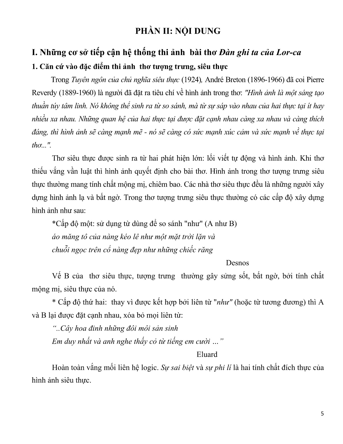 Sáng kiến kinh nghiệm Phân tích hệ thống thi ảnh trong bài thơ đàn ghi ta của Lor-ca (Thanh Thảo) trang 5