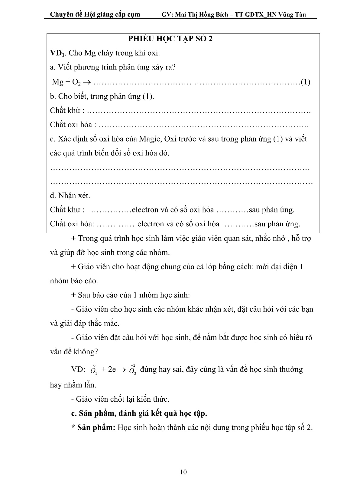 Sáng kiến kinh nghiệm Phát huy tính tích cực, tự học của học sinh thông qua hoạt động nhóm trang 10