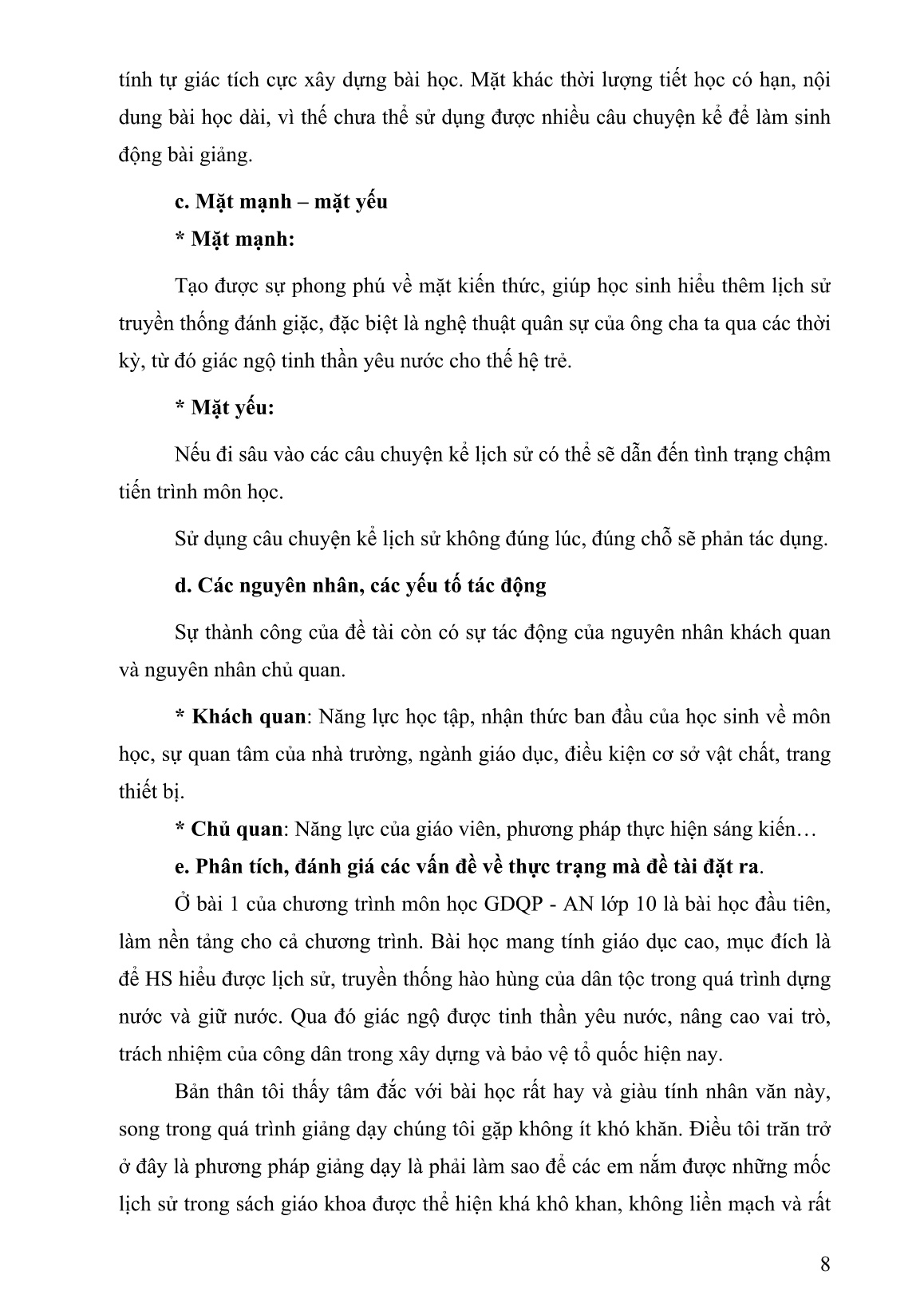 SKKN Sử dụng chuyện kể lịch sử để nâng cao hiệu quả giảng dạy trong bài truyền thống đánh giặc giữ nước của dân tộc Việt Nam trang 8