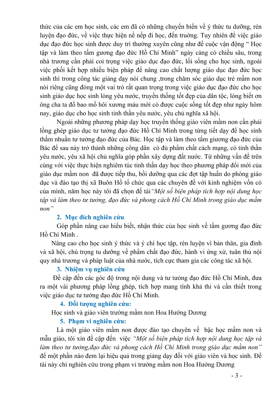 SKKN Một số biện pháp tích hợp nội dung học tập và làm theo tư tưởng, đạo đức và phong cách Hồ Chí Minh trong giáo dục mầm non trang 3