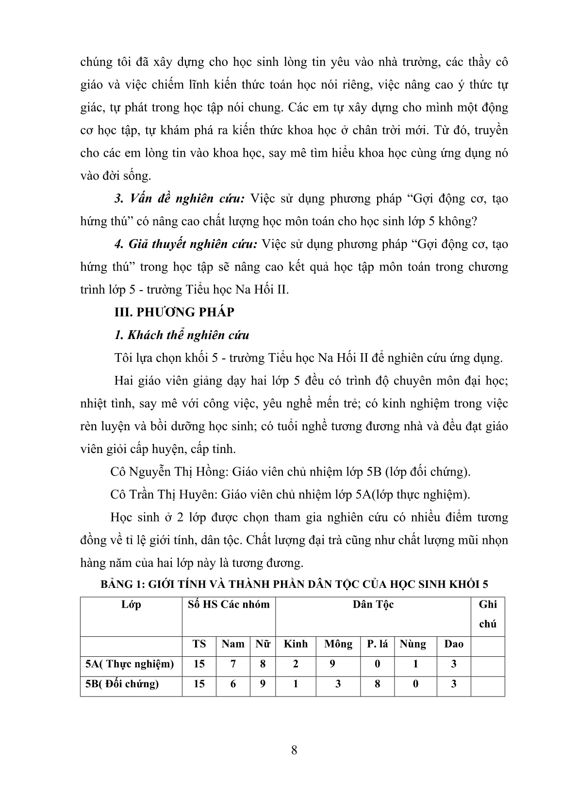 SKKN Nâng cao chất lượng môn Toán cho học sinh Lớp 5 trường Tiểu học Na Hối II thông qua phương pháp “ Gợi động cơ, tạo hứng thú trang 8