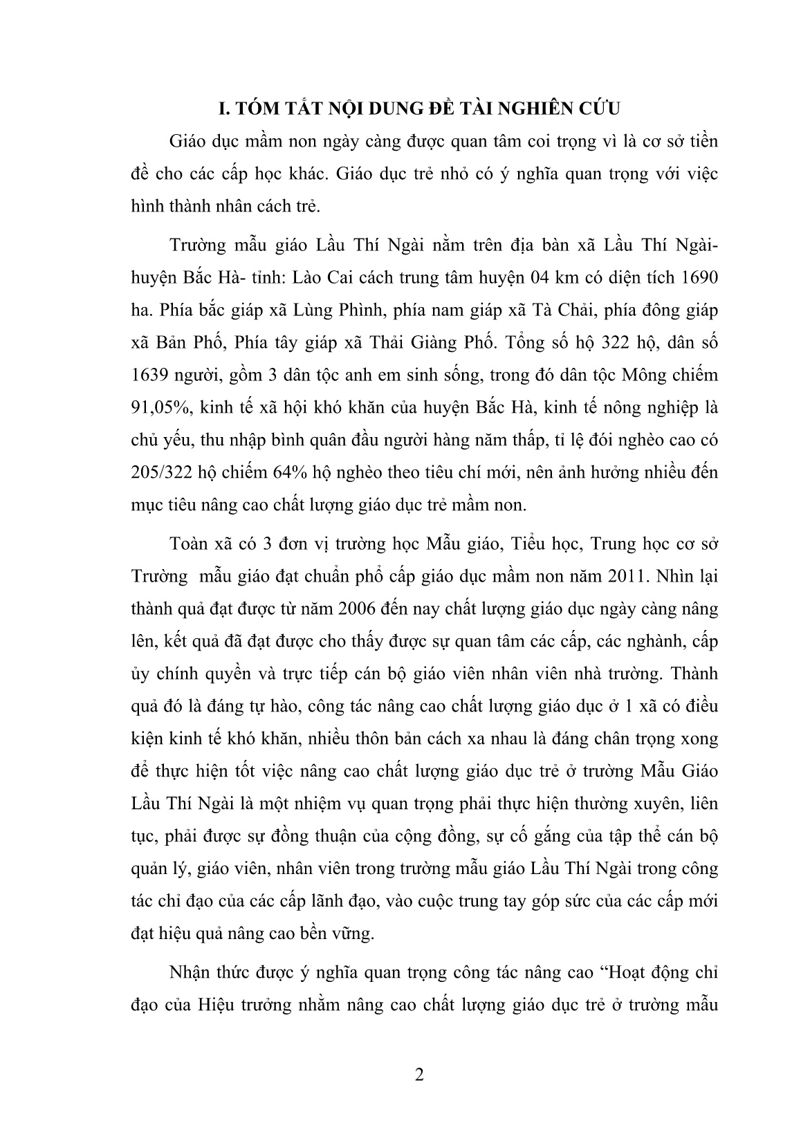 Sáng kiến kinh nghiệm Hoạt động chỉ đạo của hiệu trưởng nhằm nâng cao chất lượng giáo dục trẻ ở trường Mẫu Giáo trang 2