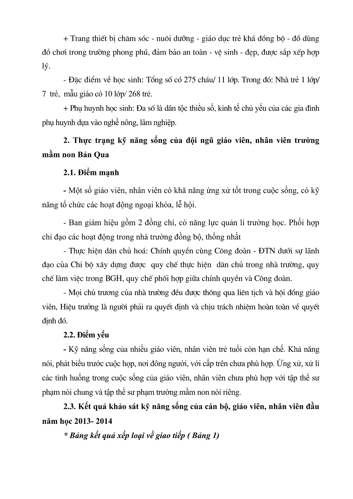 Sáng kiến kinh nghiệm Một số biện pháp bồi dưỡng kỹ năng sống cho giáo viên, nhân viên trường mầm non trang 3