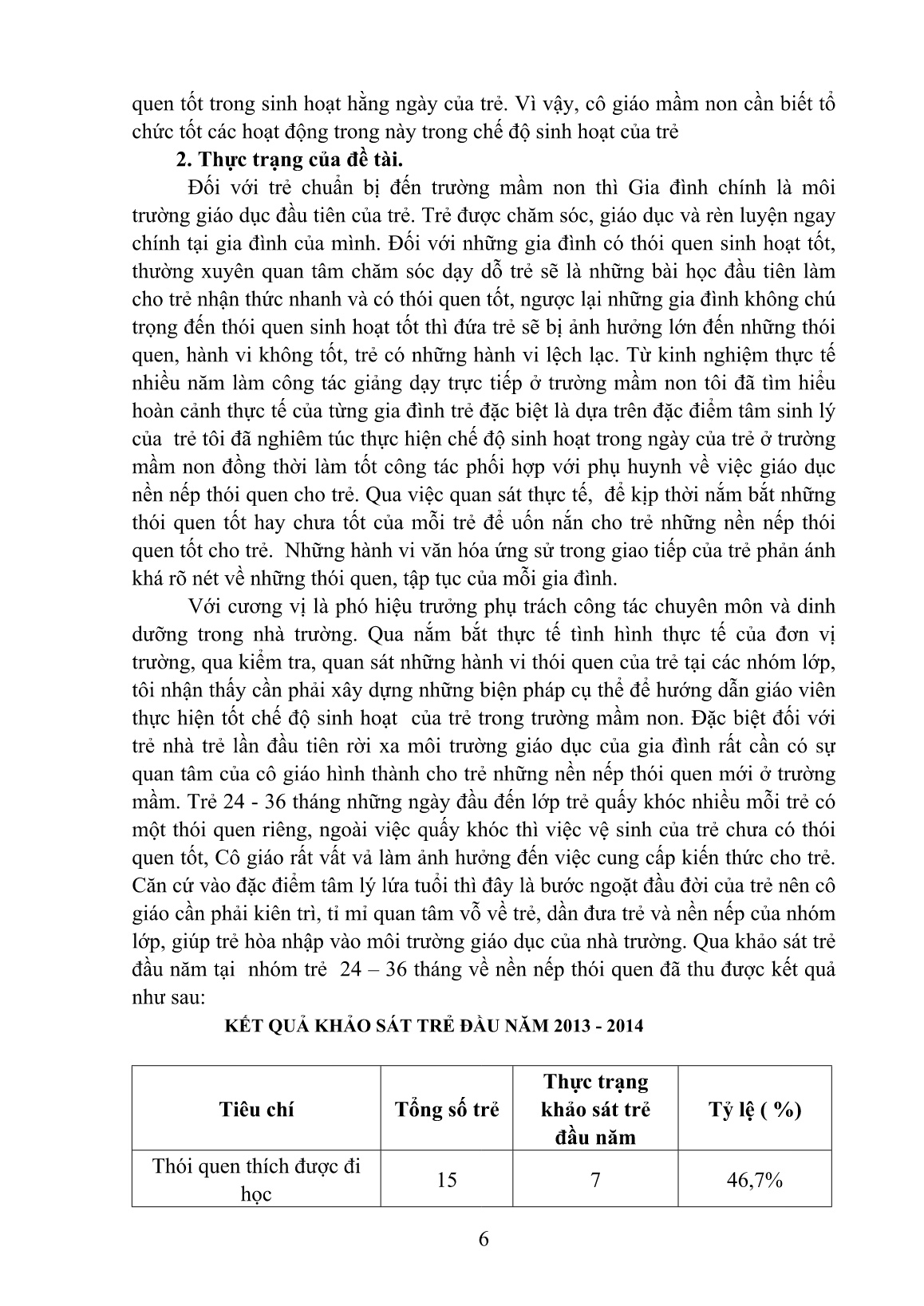 SKKN Một số biện pháp chỉ đạo rèn nền nếp thói quen cho trẻ 24-36 tháng tuổi trong trường mầm non trong trường mầm non Quang Kim trang 6