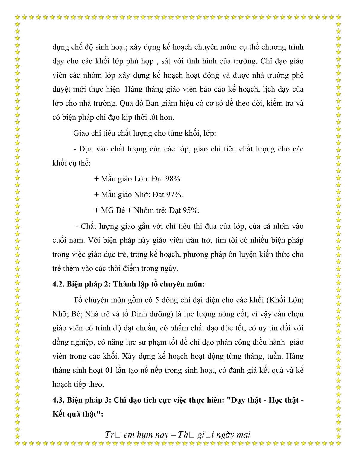 Sáng kiến kinh nghiệm Một số biện pháp quản lý chỉ đạo nâng cao chất lượng giáo dục ở trường mầm non Quan Hoa trang 6