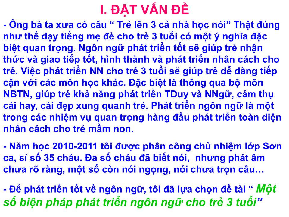 Sáng kiến kinh nghiệm Một số biện pháp phát triển ngôn ngữ cho trẻ 3 tuổi trang 2