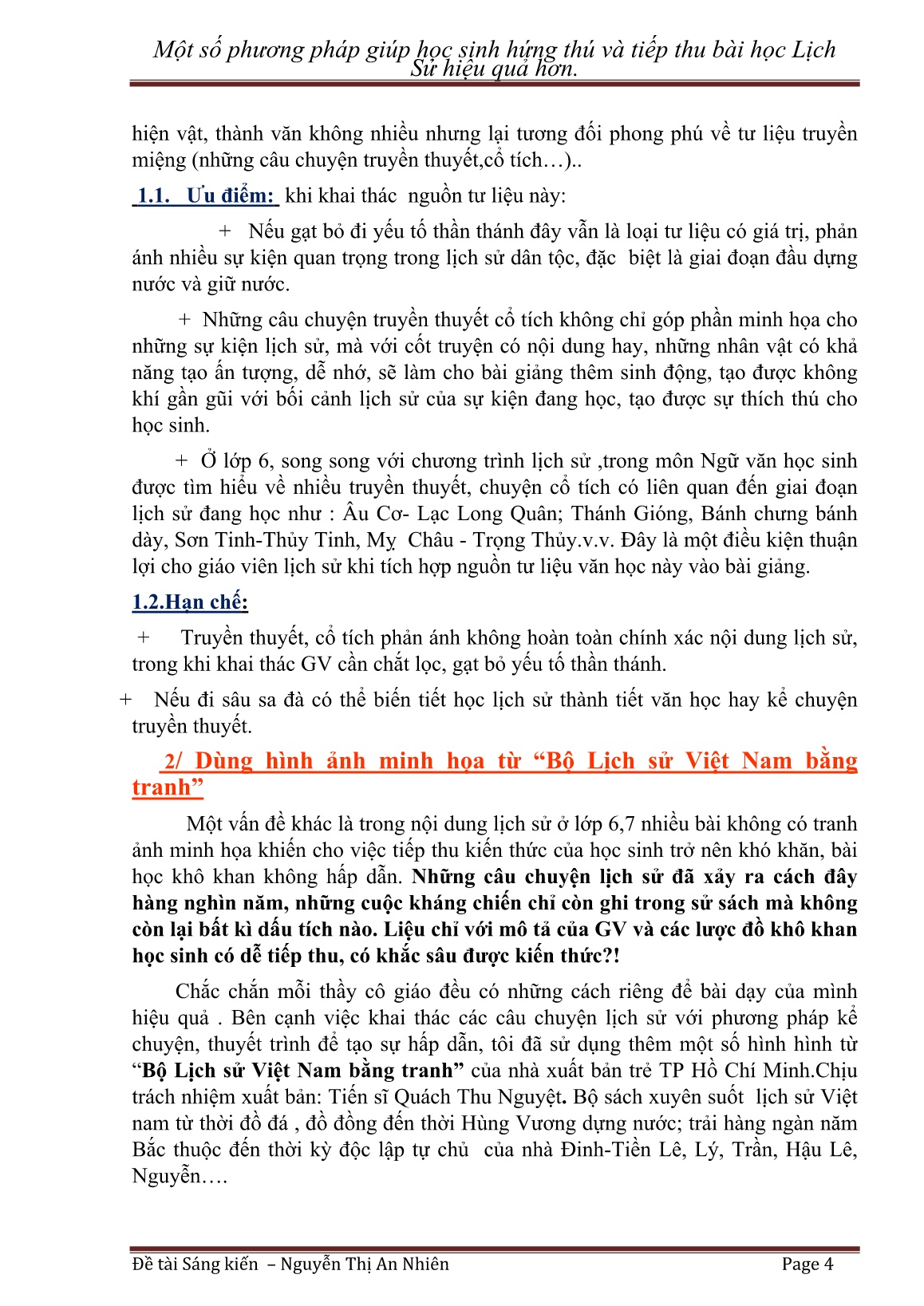 Sáng kiến kinh nghiệm Một số phương pháp giúp học sinh hứng thú và tiếp thu bài học lịch sử hiệu quả hơn trang 4