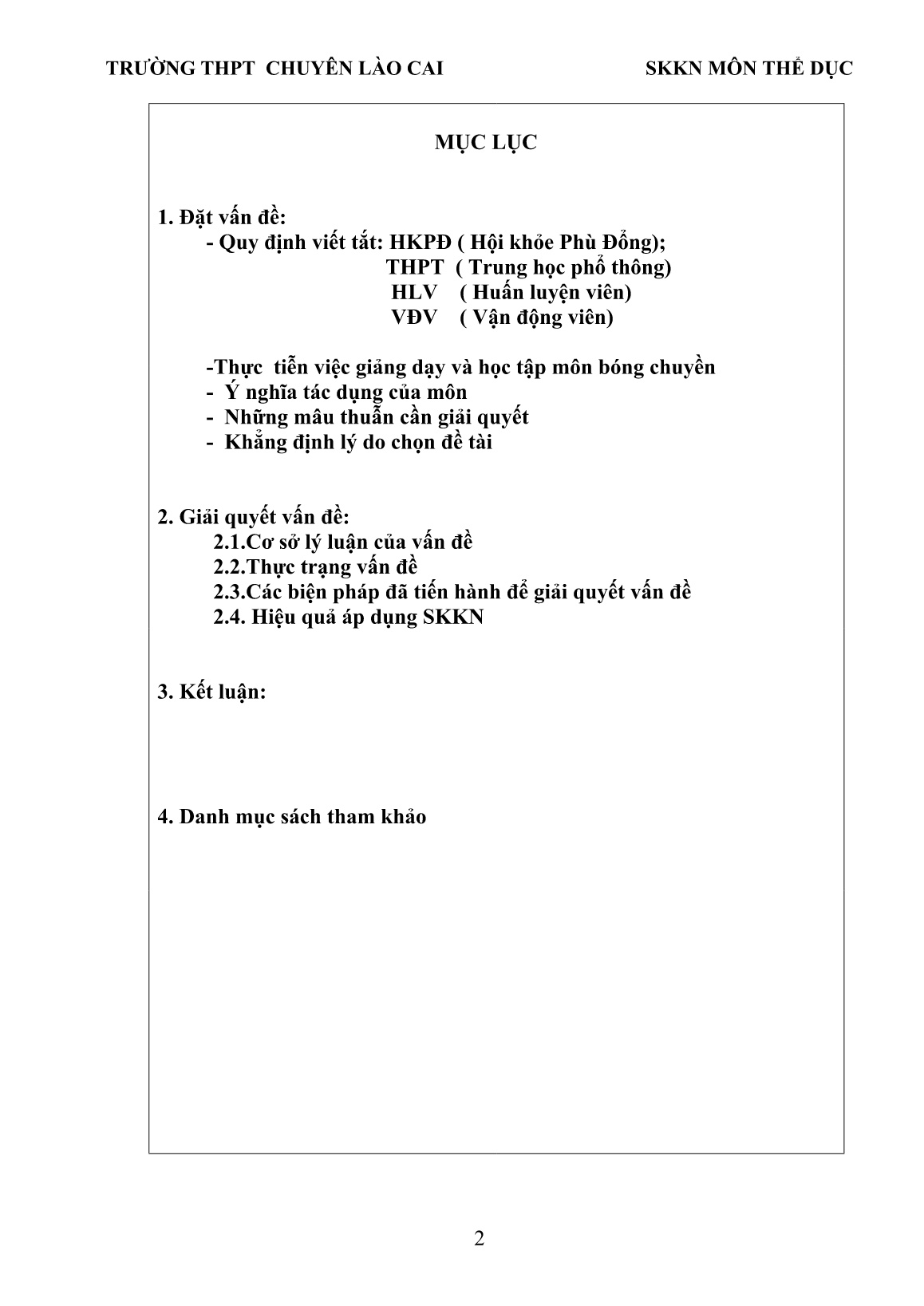 SKKN Một số bài tập huấn luyện chiến thuật phòng thủ cho đội tuyển bóng chuyền nữ học sinh trường THPT trang 2