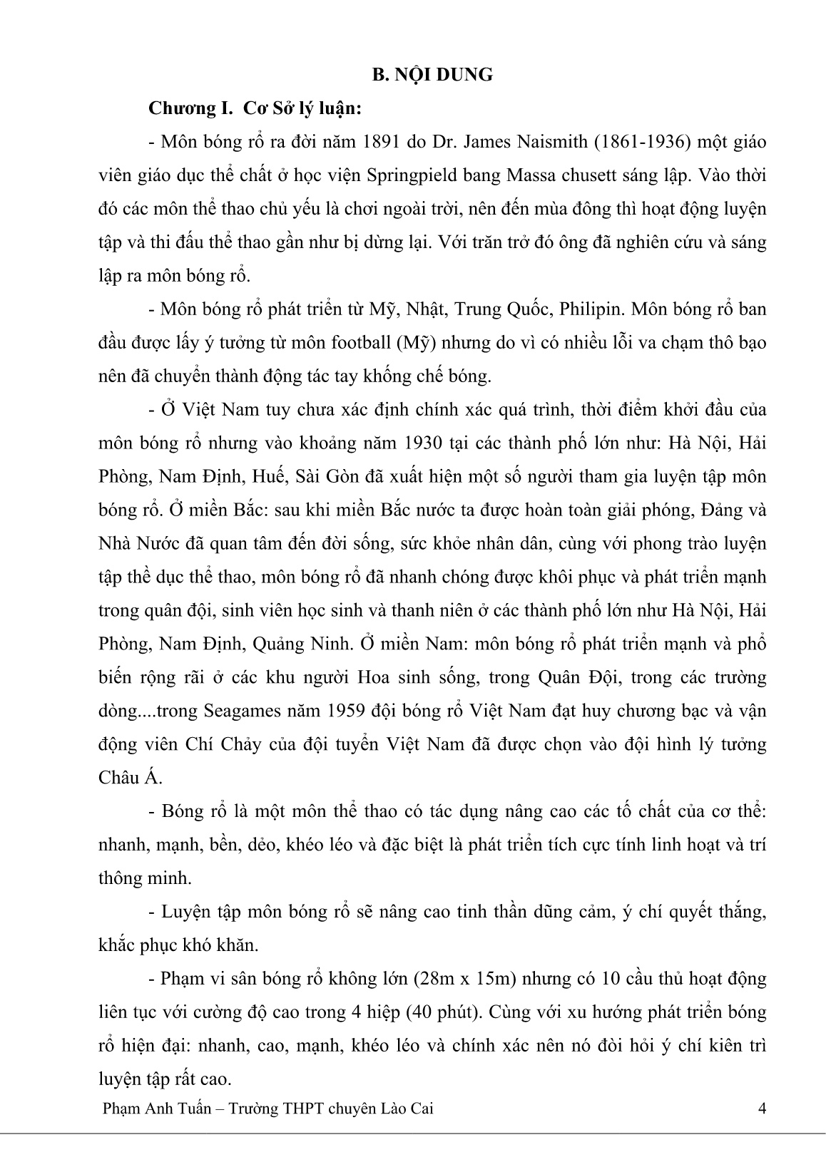 Sáng kiến kinh nghiệm Nâng cao hiệu quả luyện tập môn bóng rổ của học sinh bằng phương pháp trò chơi trang 4