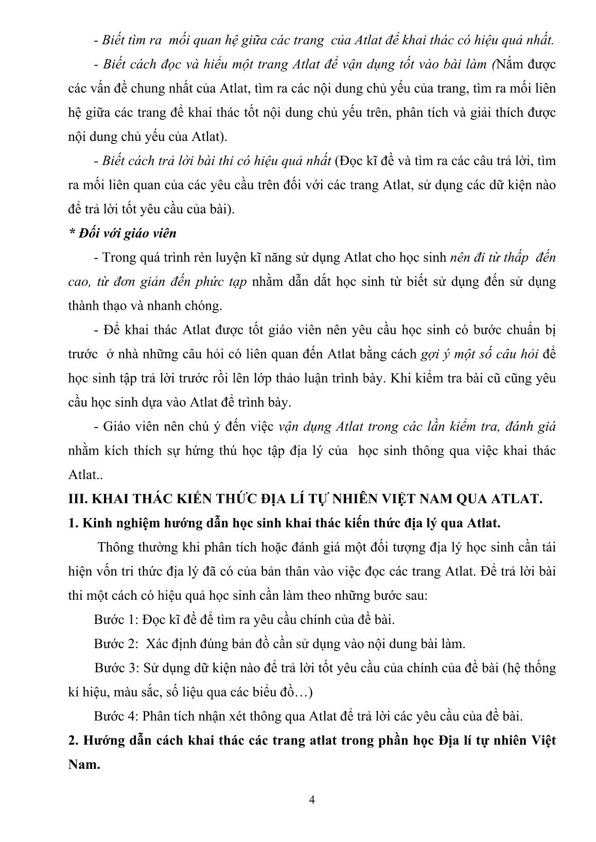 Sáng kiến kinh nghiệm Hướng dẫn học sinh giỏi khai thác Atlat khi học địa lí tự nhiên Việt Nam trang 4