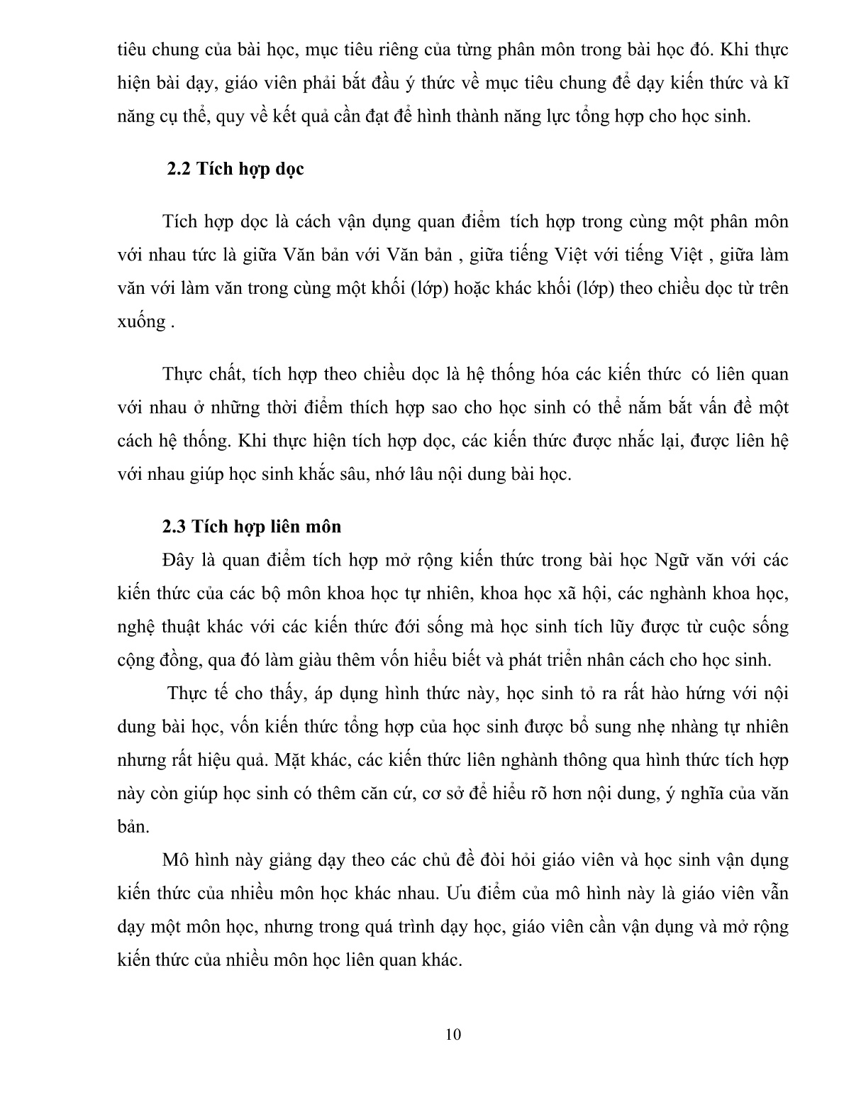 SKKN Dạy học môn Ngữ văn theo hướng tích hợp góp phần đổi mới PPDH và nâng cao chất lượng dạy và học của bộ môn trang 10