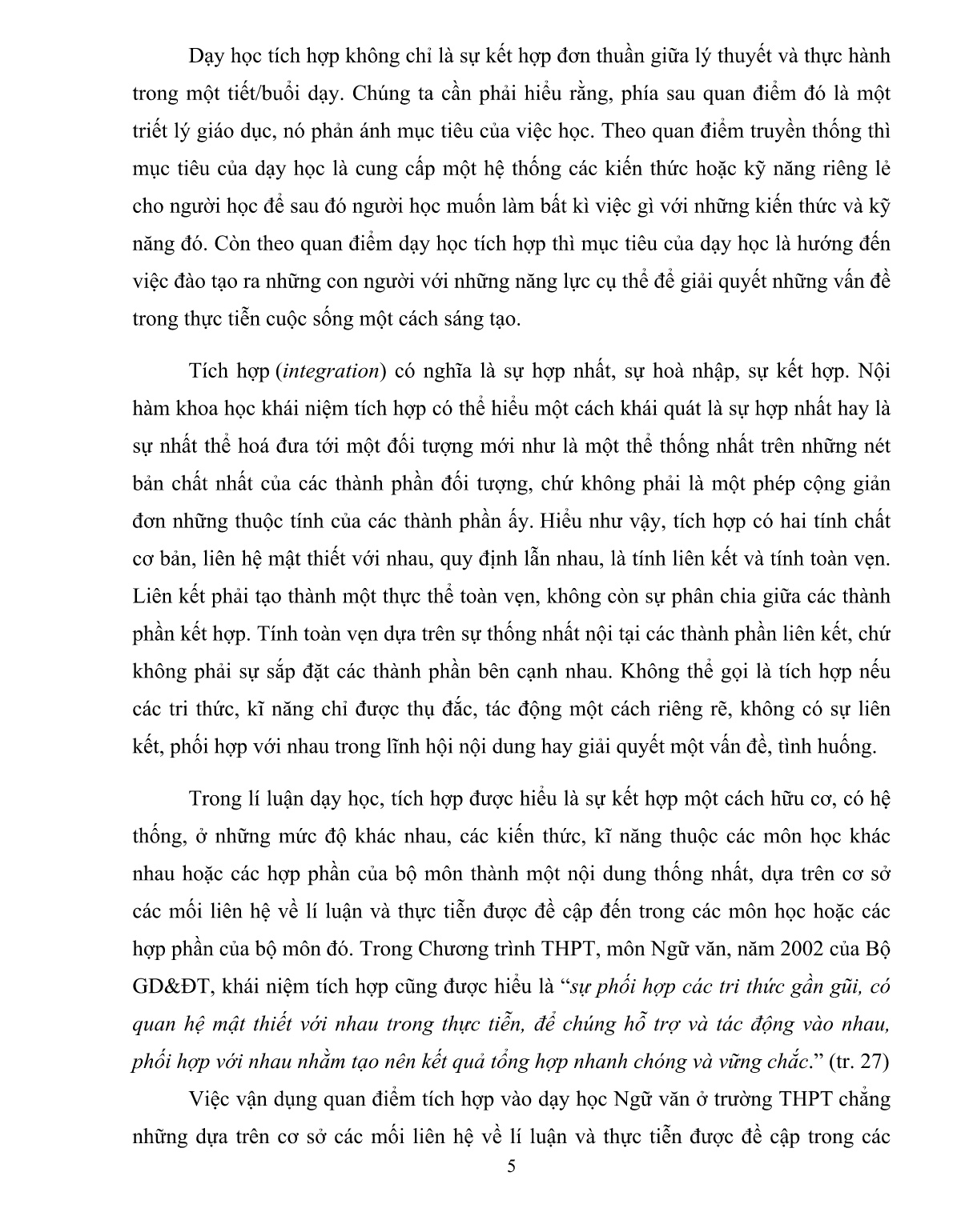 SKKN Dạy học môn Ngữ văn theo hướng tích hợp góp phần đổi mới PPDH và nâng cao chất lượng dạy và học của bộ môn trang 5