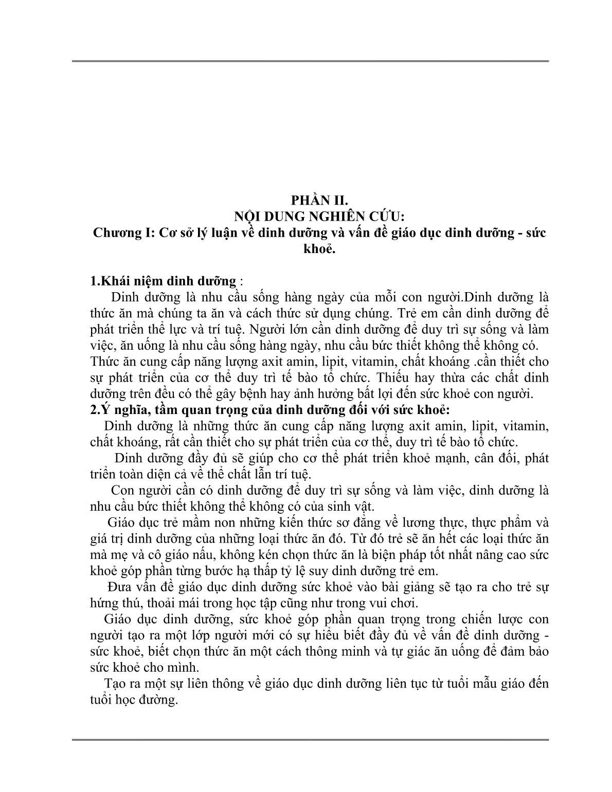 SKKN Giáo dục dinh dưỡng cho trẻ mầm non trong quá trình hướng dẫn trẻ làm quen với môi trường xung quanh trang 6