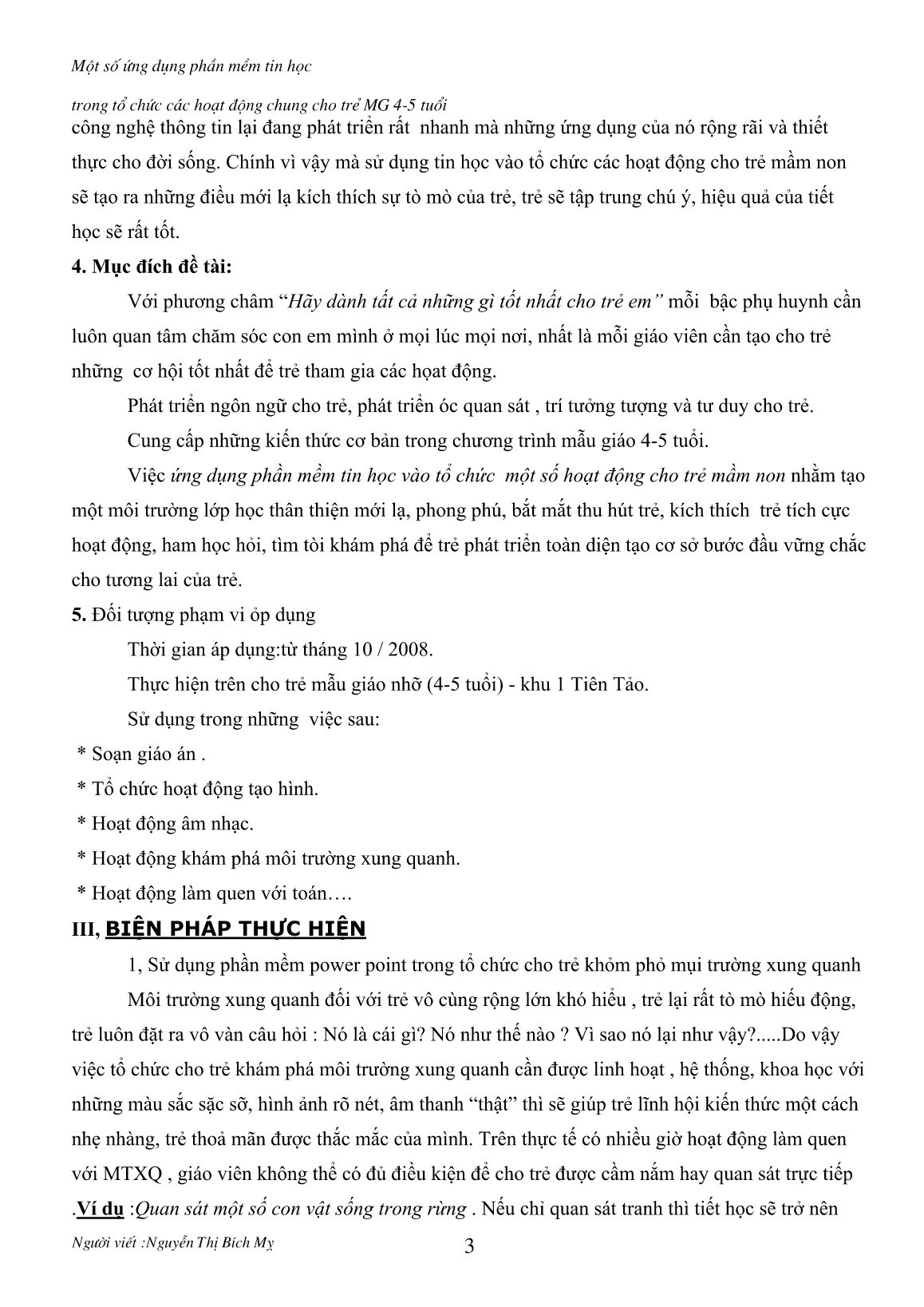 Sáng kiến kinh nghiệm Một số ứng dụng phần mềm tin học trong tổ chức các hoạt động chung cho trẻ MG 4-5 tuổi trang 3