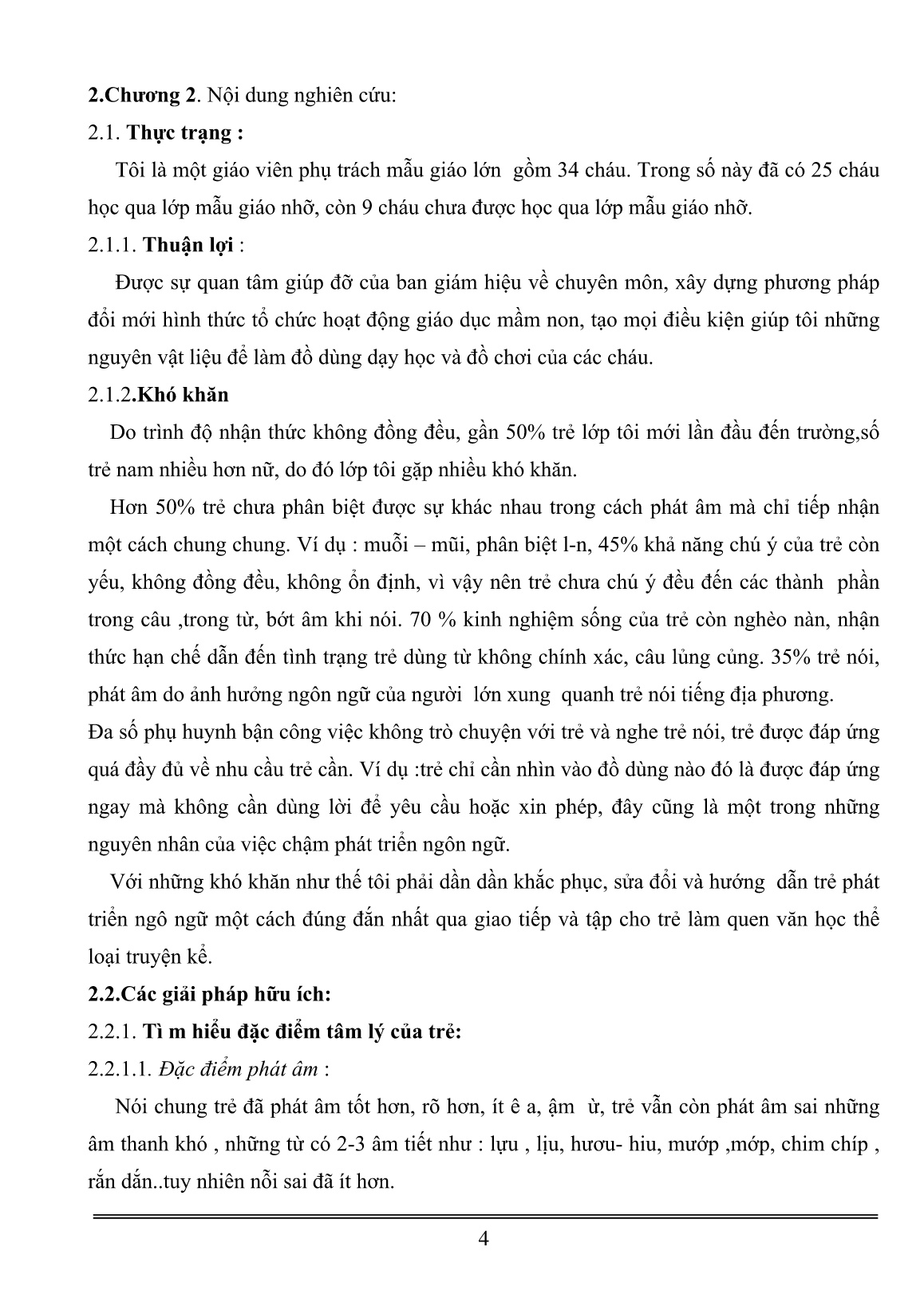 SKKN Một số biện pháp phát triển ngôn ngữ mạch lạc cho trẻ 5-6 tuổi thông qua môn Văn học thể loại truyện kể trang 4